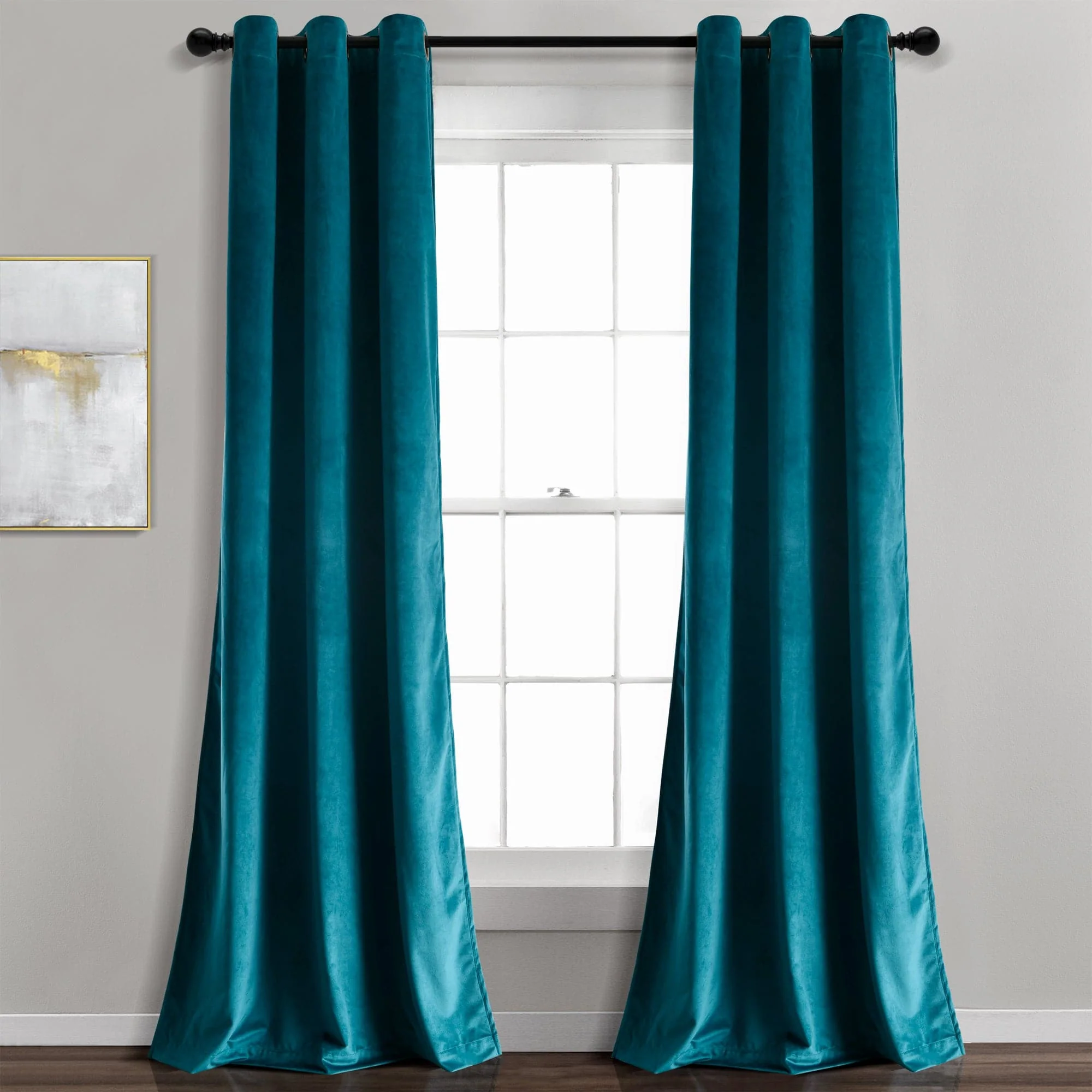 Prima Velvet Solid Grommet Light Filtering Window Curtain Panel Set - Image 86