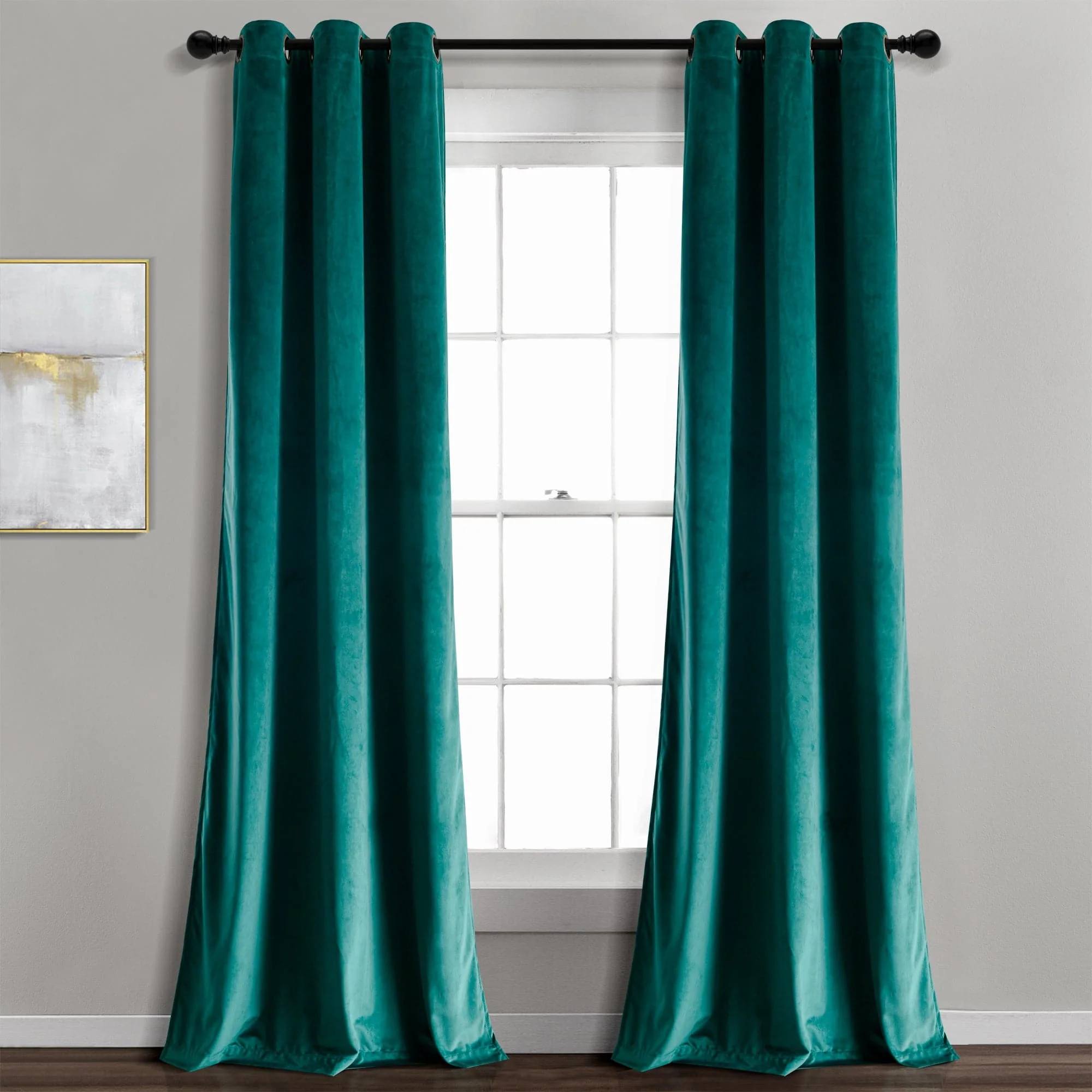 Prima Velvet Solid Grommet Light Filtering Window Curtain Panel Set - Image 92