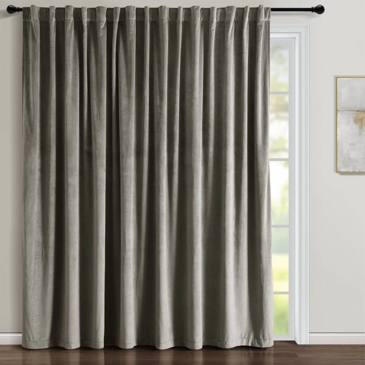 Prima Velvet Solid Ultra Wide Light Filtering Window Curtain Panel - Image 2