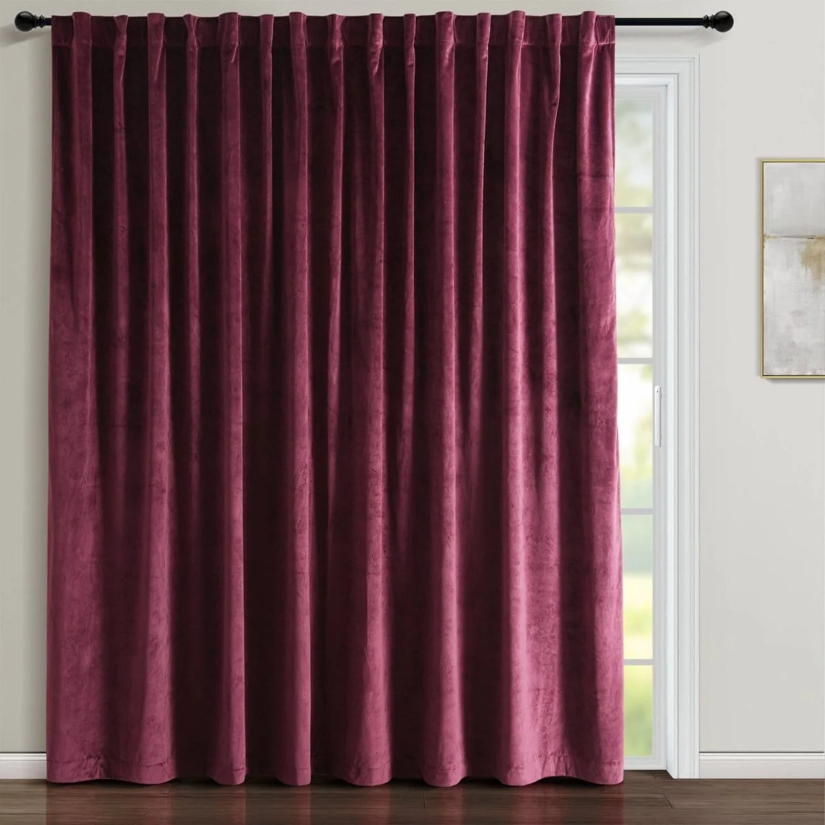 Prima Velvet Solid Ultra Wide Light Filtering Window Curtain Panel - Image 3