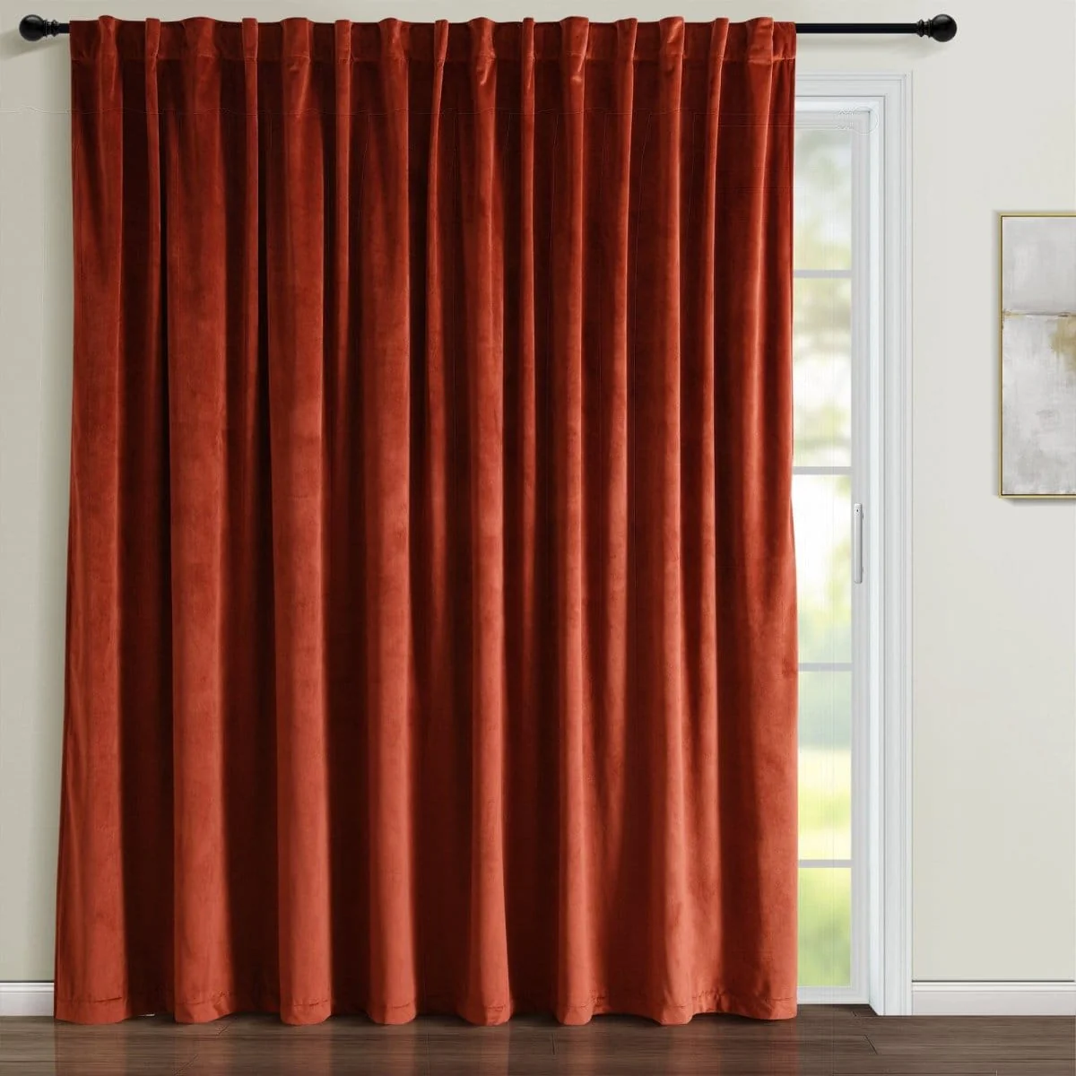 Prima Velvet Solid Ultra Wide Light Filtering Window Curtain Panel - Image 4