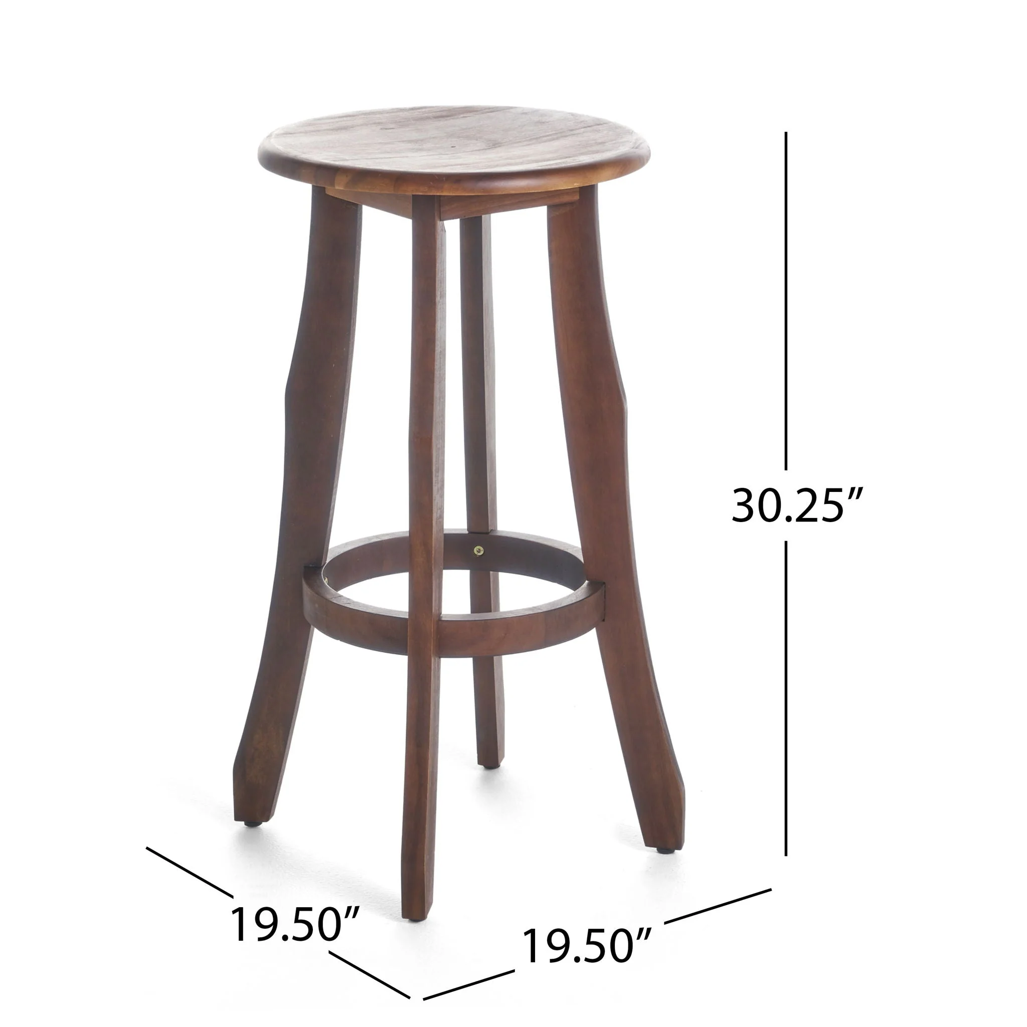 Primrose - Outdoor Acacia Wood Barstools With Foot Rest, (Set of 2) - Dark Brown - Image 3