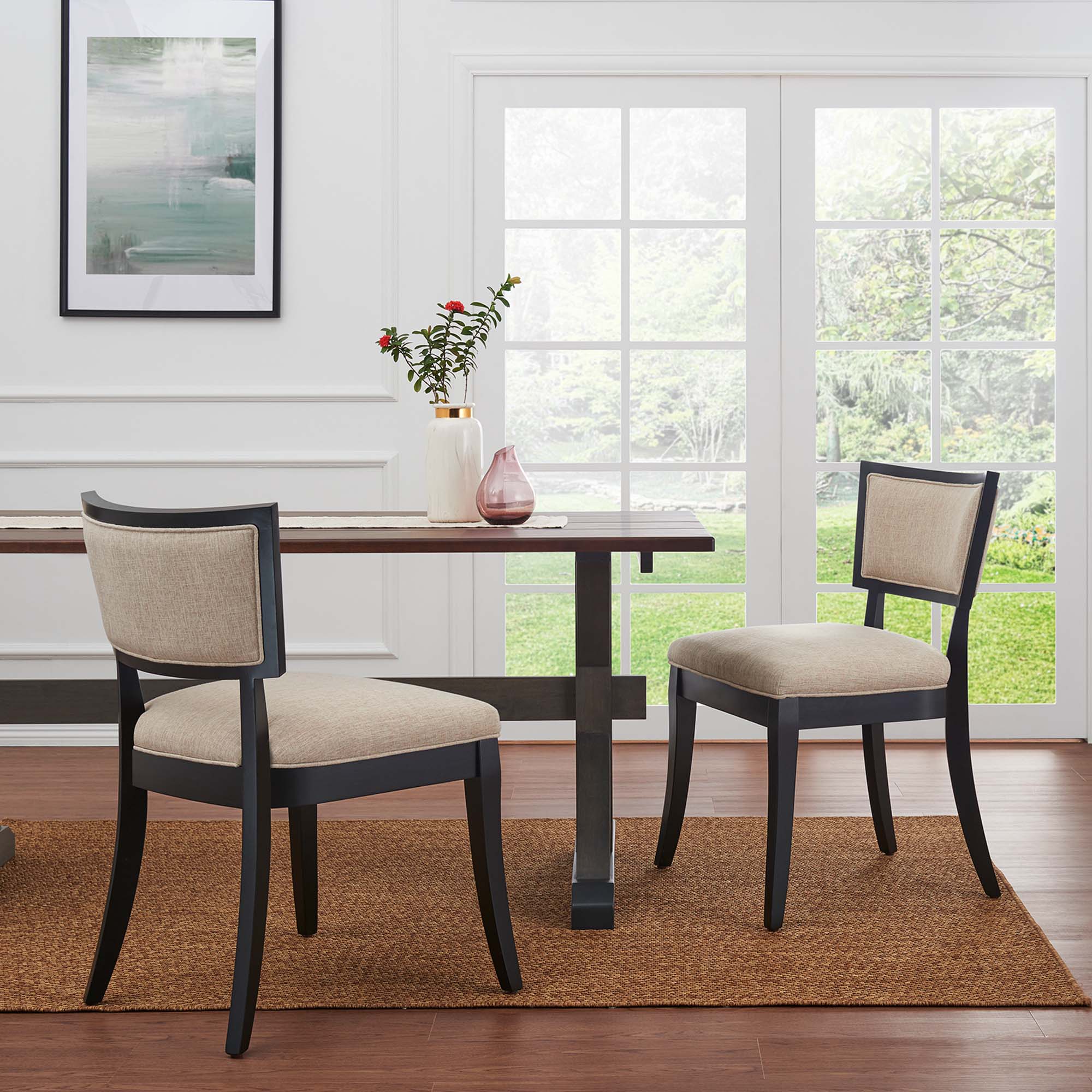 Pristine Upholstered Fabric Dining Chairs Set of 2 by Modway - Image 8