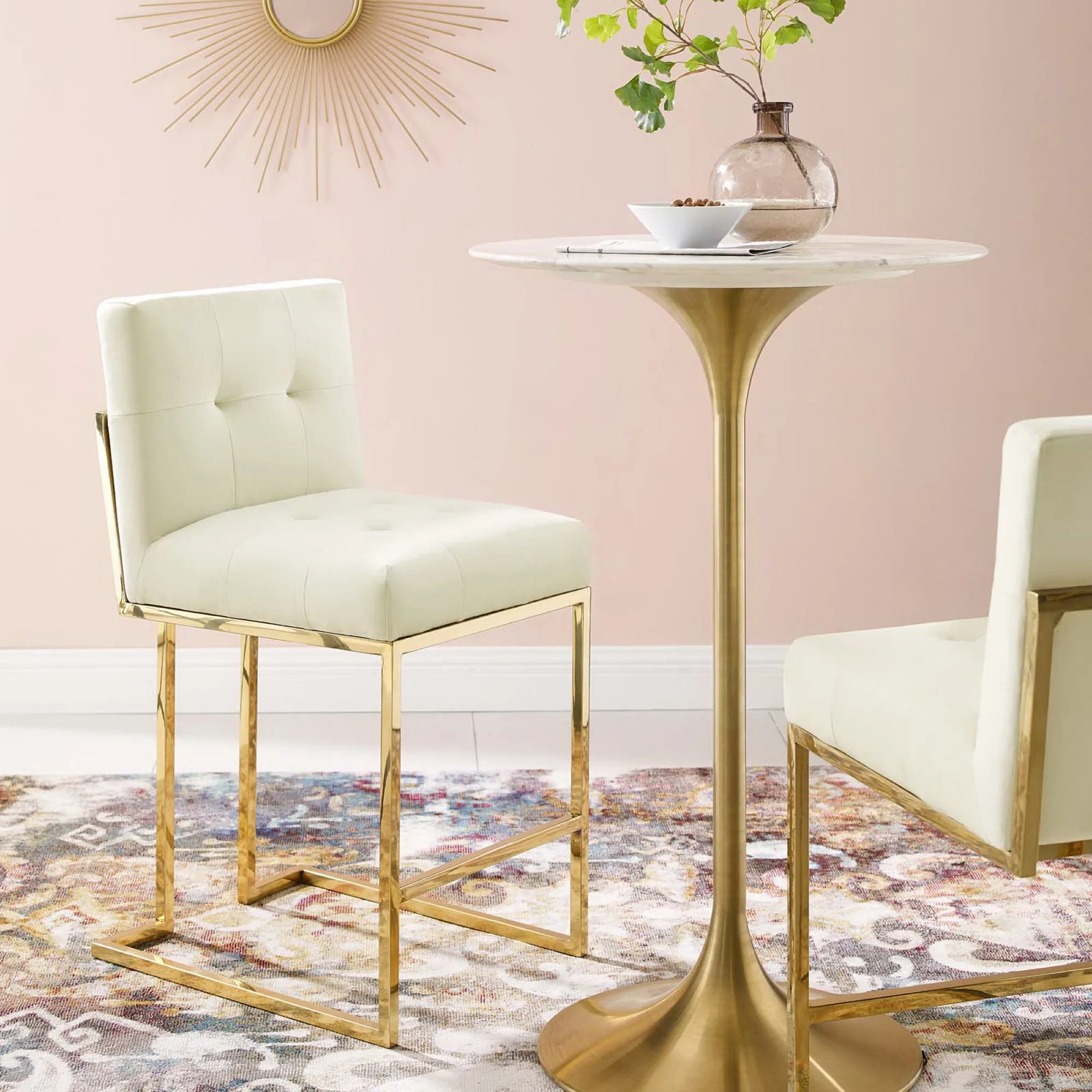 Privy Gold Stainless Steel Performance Velvet Counter Stool by Modway - Image 7