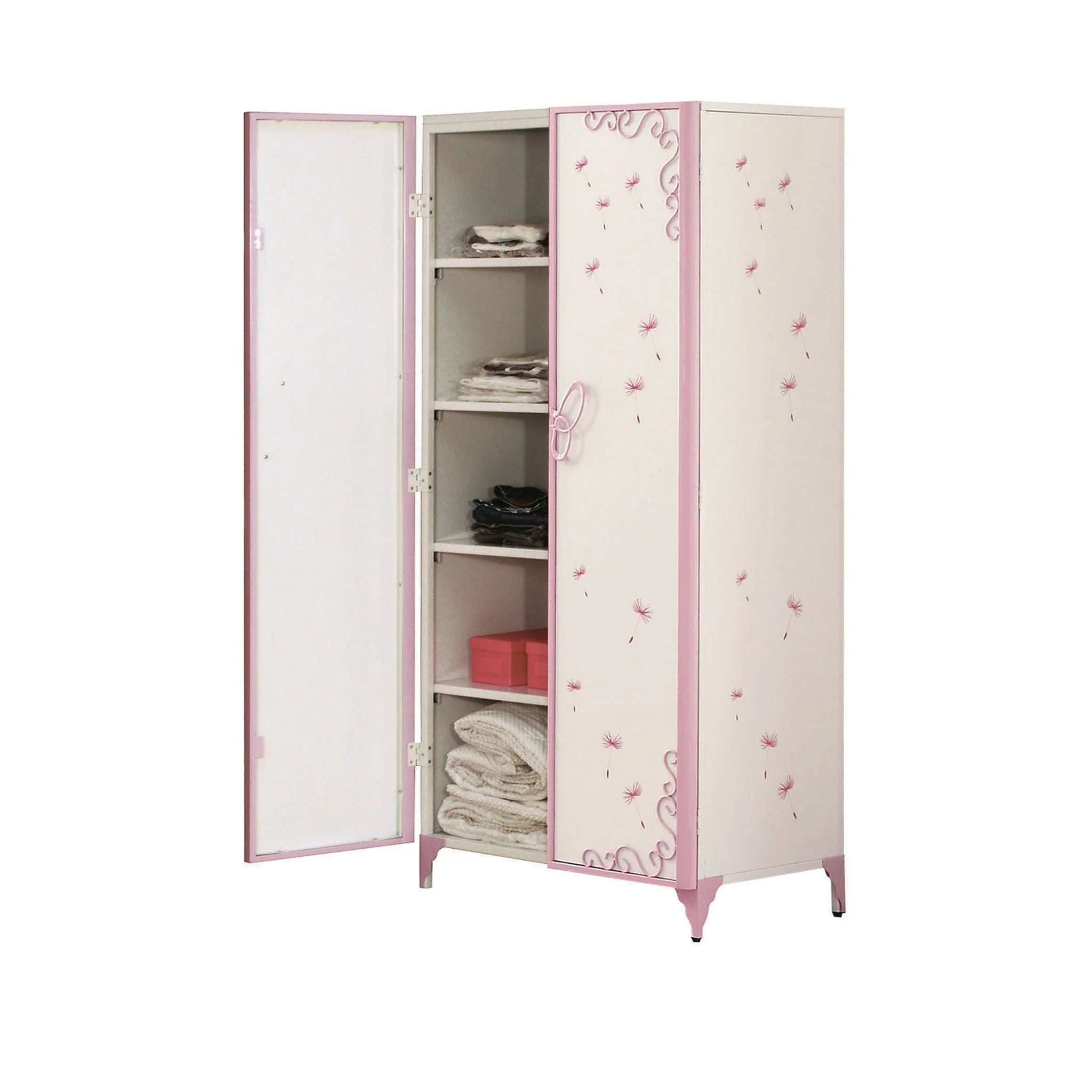 Priya II - Synthetic Leather Purple Wardrobe - Purple / White - Image 2