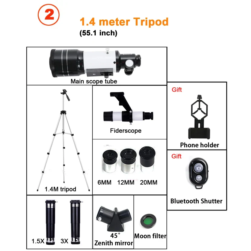 Professional Astronomical Telescope 150X HD Moon Viewing Refractor for Stargazing - Image 6