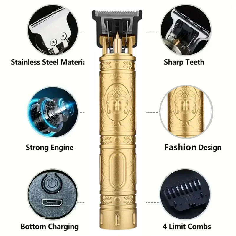Professional Hair Clipper Beard Trimmer USB Rechargeable Barber Shaver - Image 5