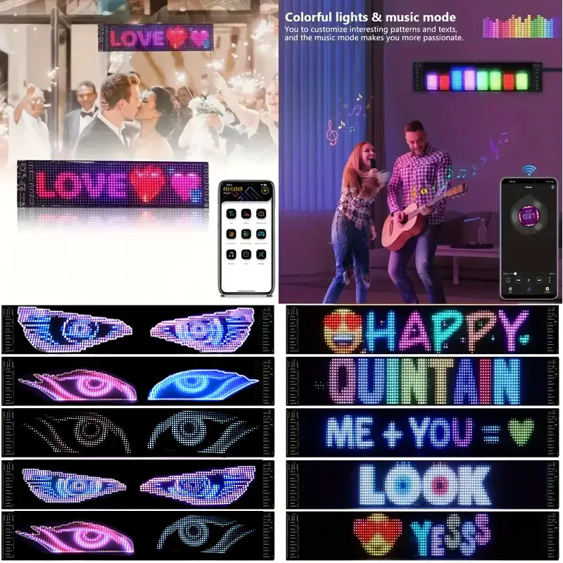 Programmable Scrolling LED Sign – Flexible Devil Eyes Light for Car & Store Display - Image 2