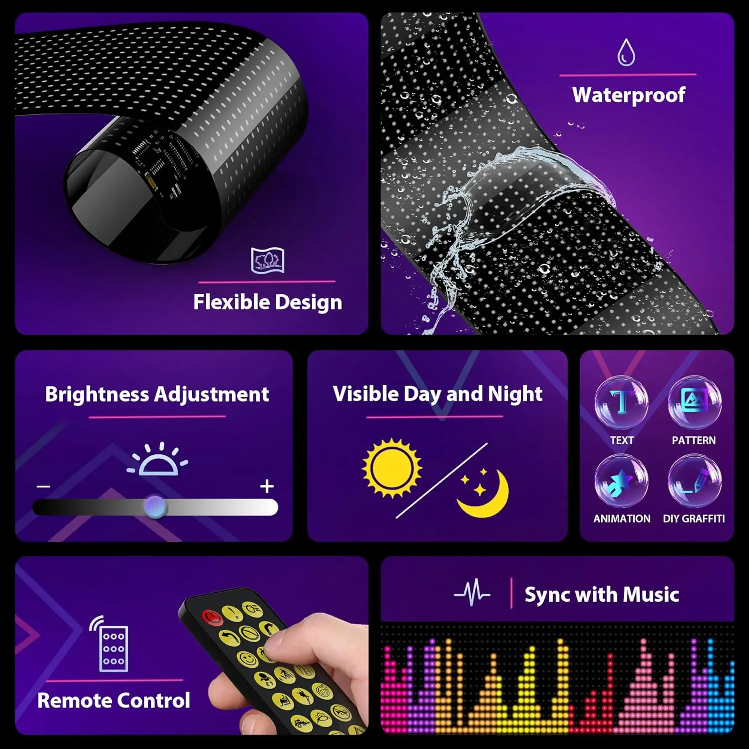 Programmable Scrolling LED Sign – Flexible Devil Eyes Light for Car & Store Display - Image 5