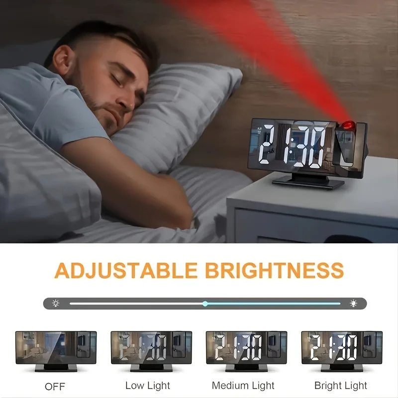 Projection Alarm Clock Large Digital Screen Multifunction Luminous Ceiling Clock - Image 4