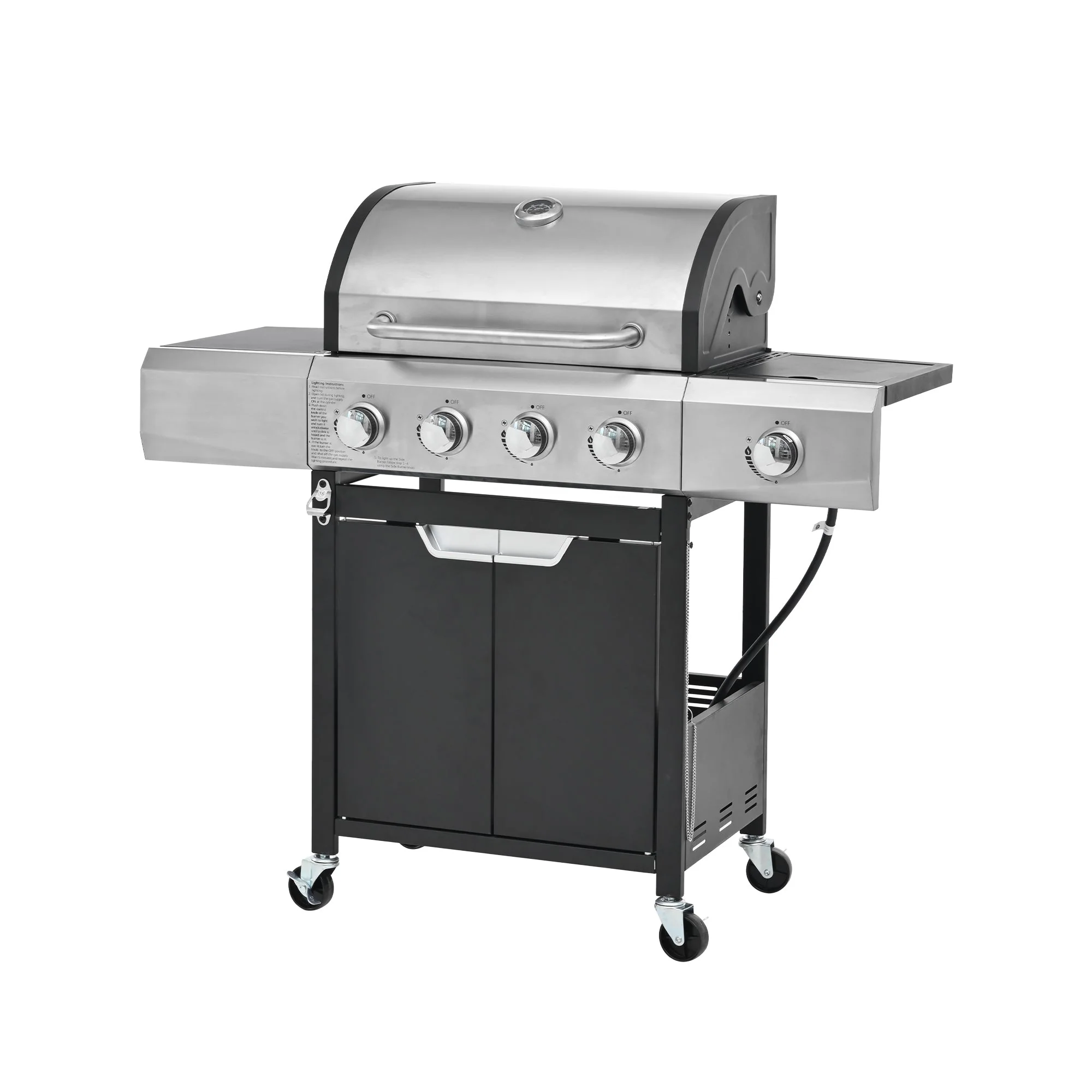 Propane Grill 4 Burner Barbecue Grill Stainless Steel Gas Grill with Side Burner - Image 10
