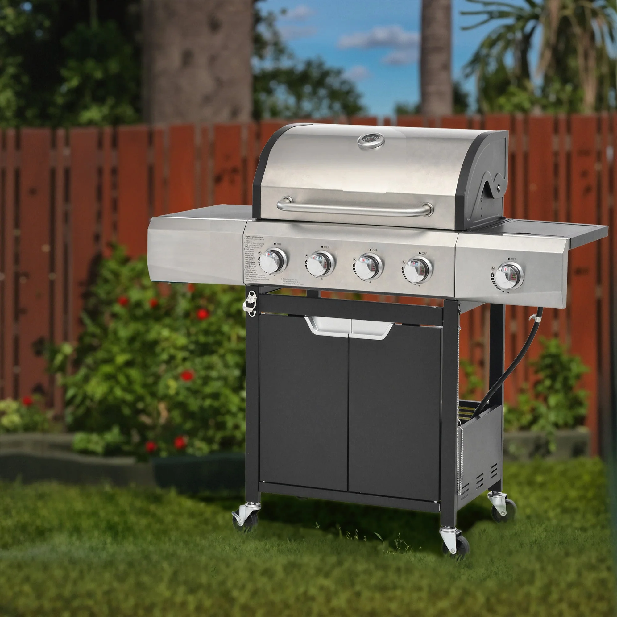 Propane Grill 4 Burner Stainless Steel Gas Grill with Side Burner - Image 10