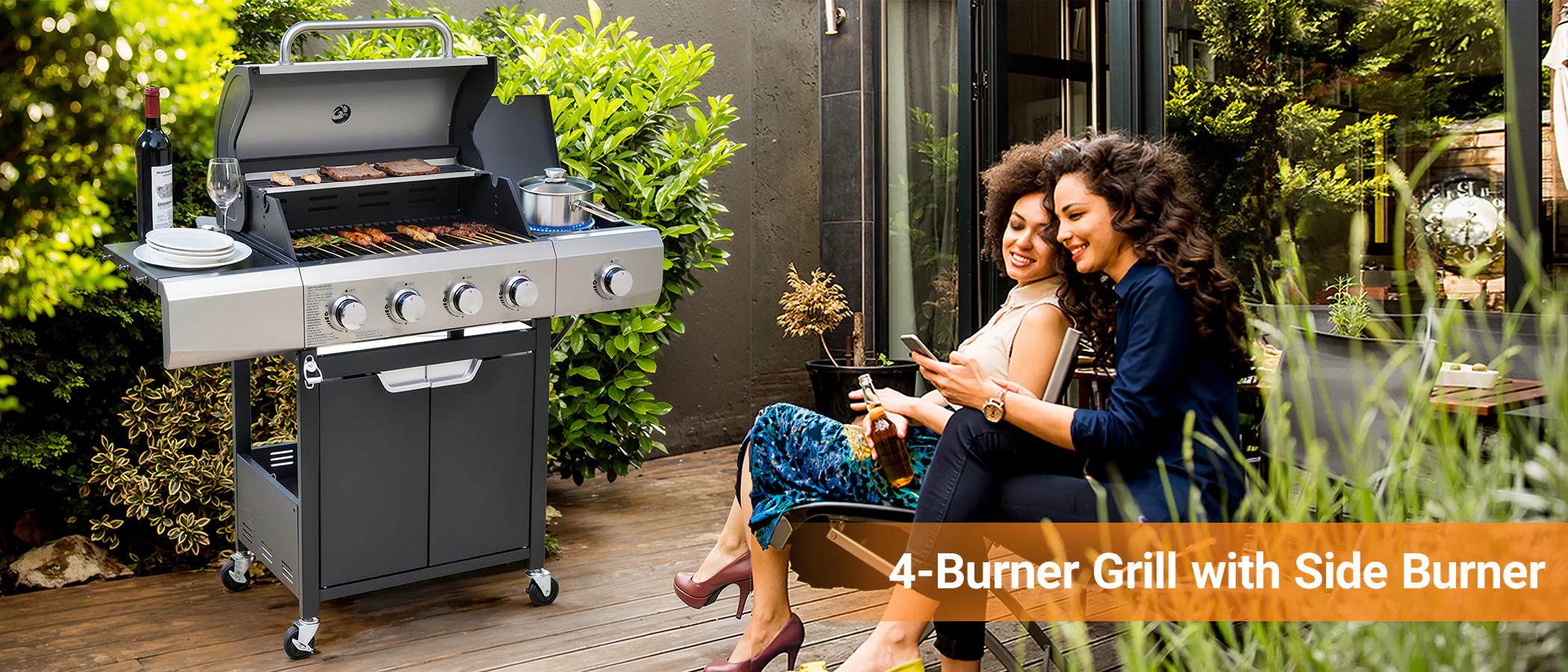 Propane Grill 4 Burner Stainless Steel Gas Grill with Side Burner - Image 14