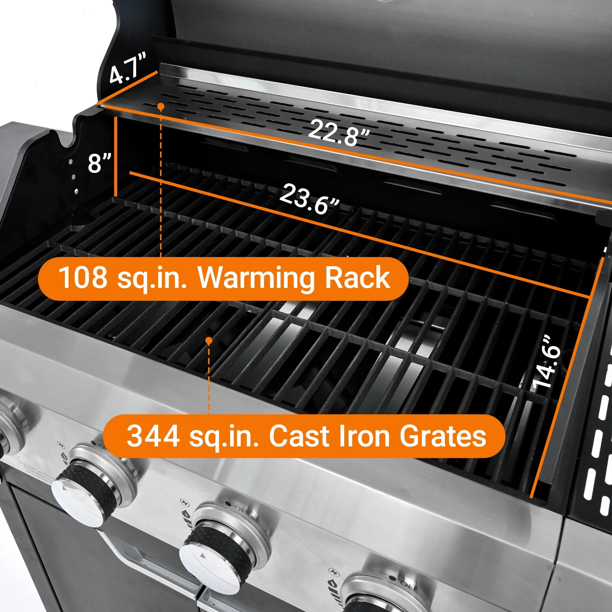 Propane Grill 4 Burner Stainless Steel Gas Grill with Side Burner - Image 5
