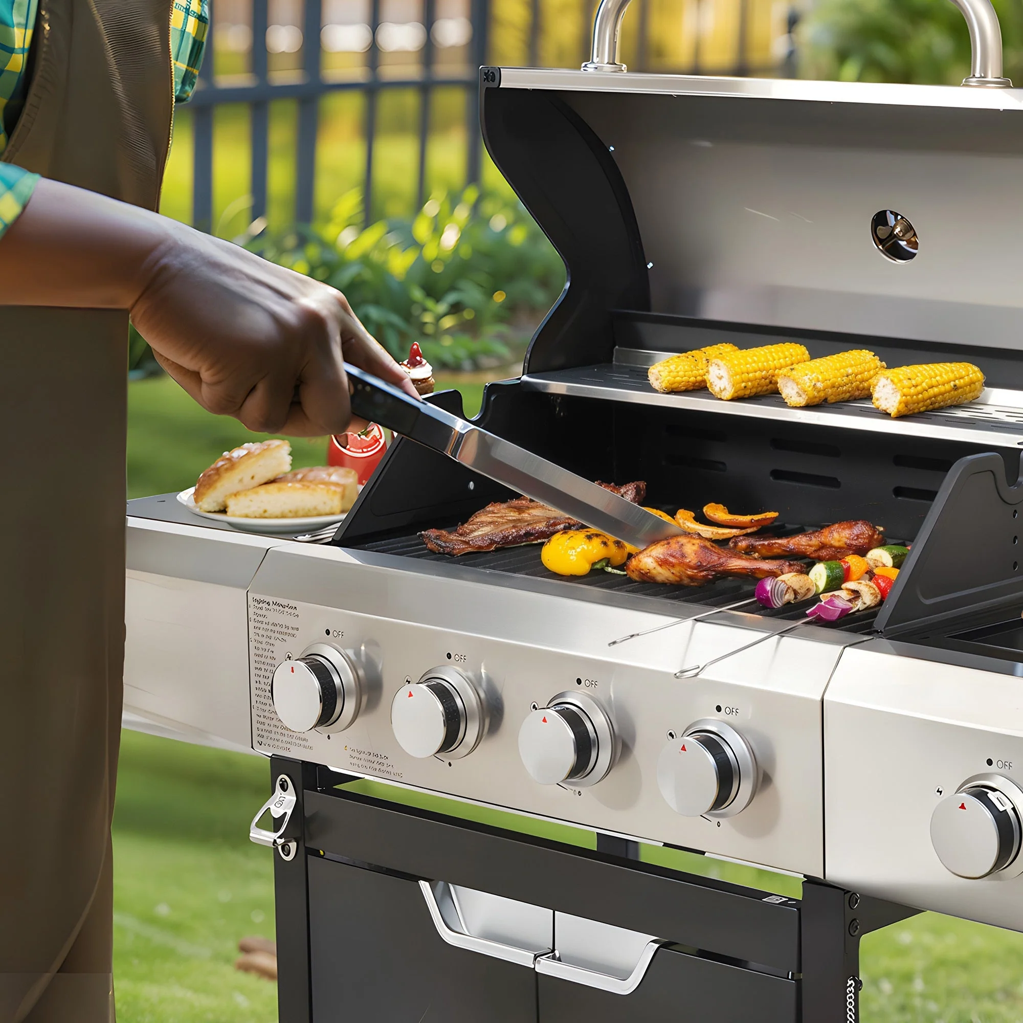 Propane Grill 4 Burner Stainless Steel Gas Grill with Side Burner - Image 7