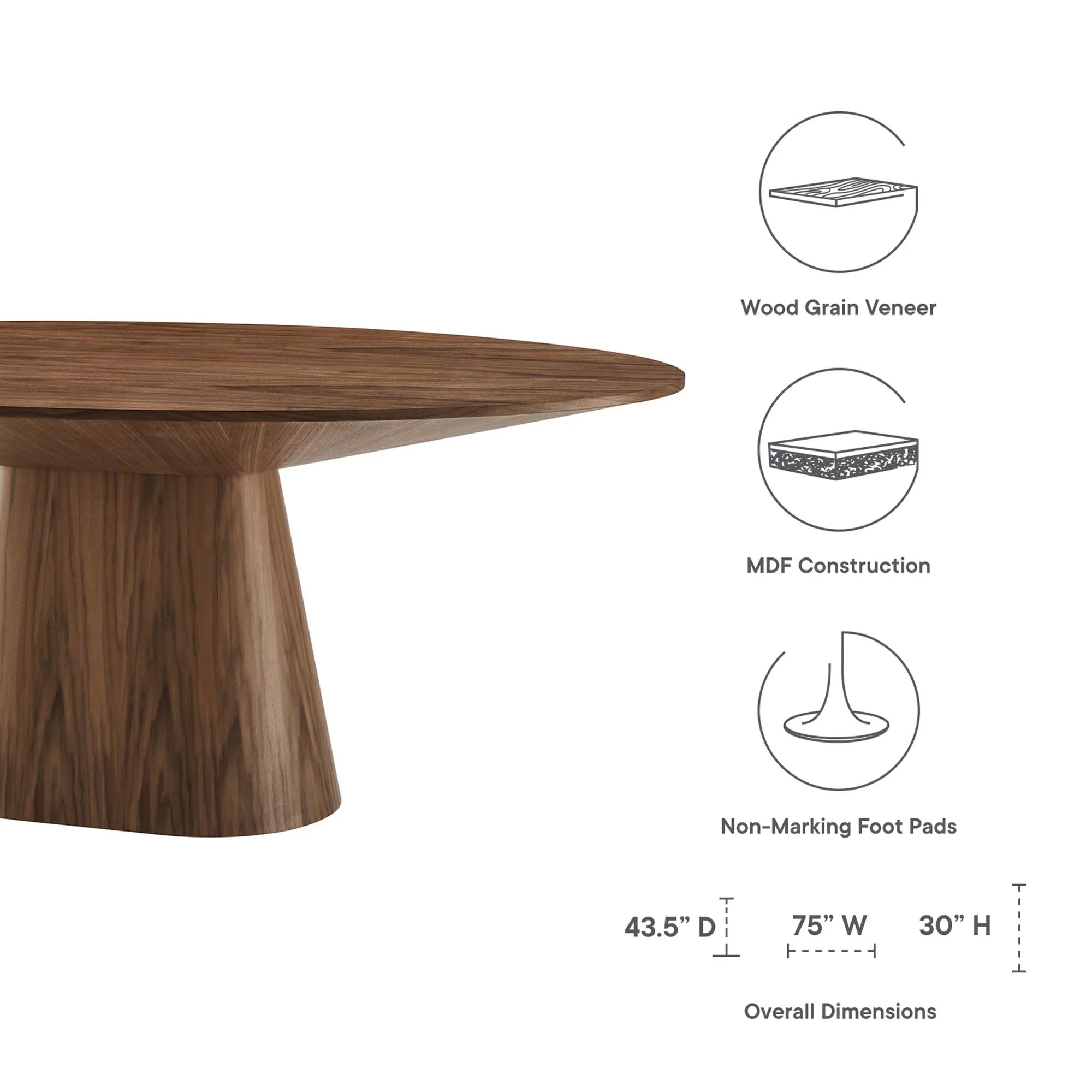 Provision 75" Oval Dining Table by Modway - Image 2