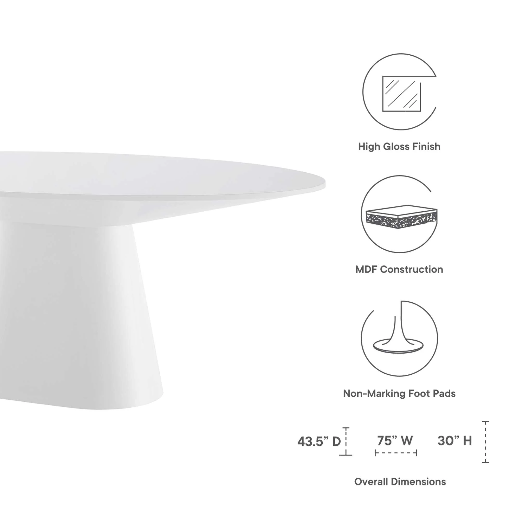 Provision 75" Oval Dining Table by Modway - Image 2