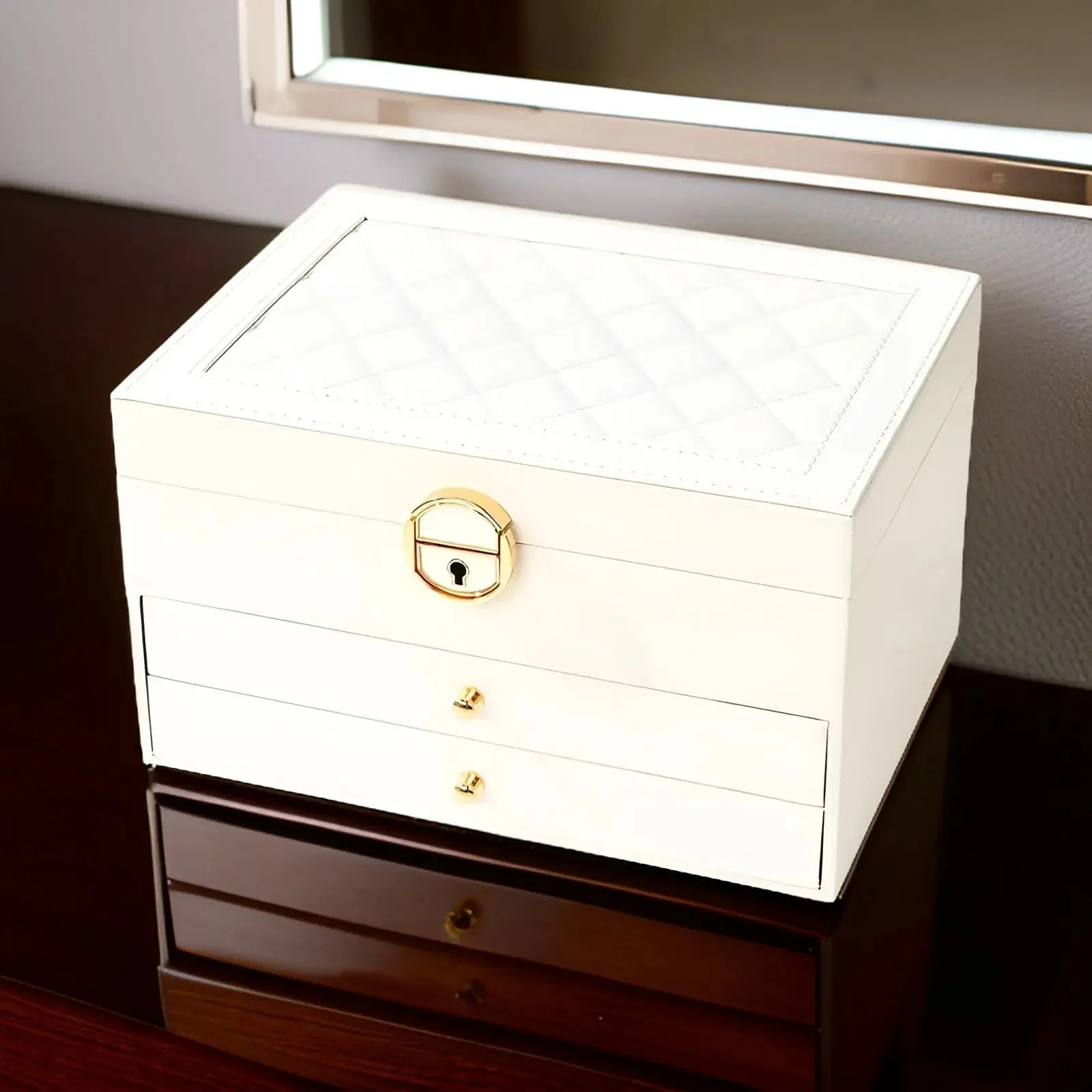 PU Leather Jewelry Box Organizer Multi Layer Jewelry Storage Case with Compartments - Image 6