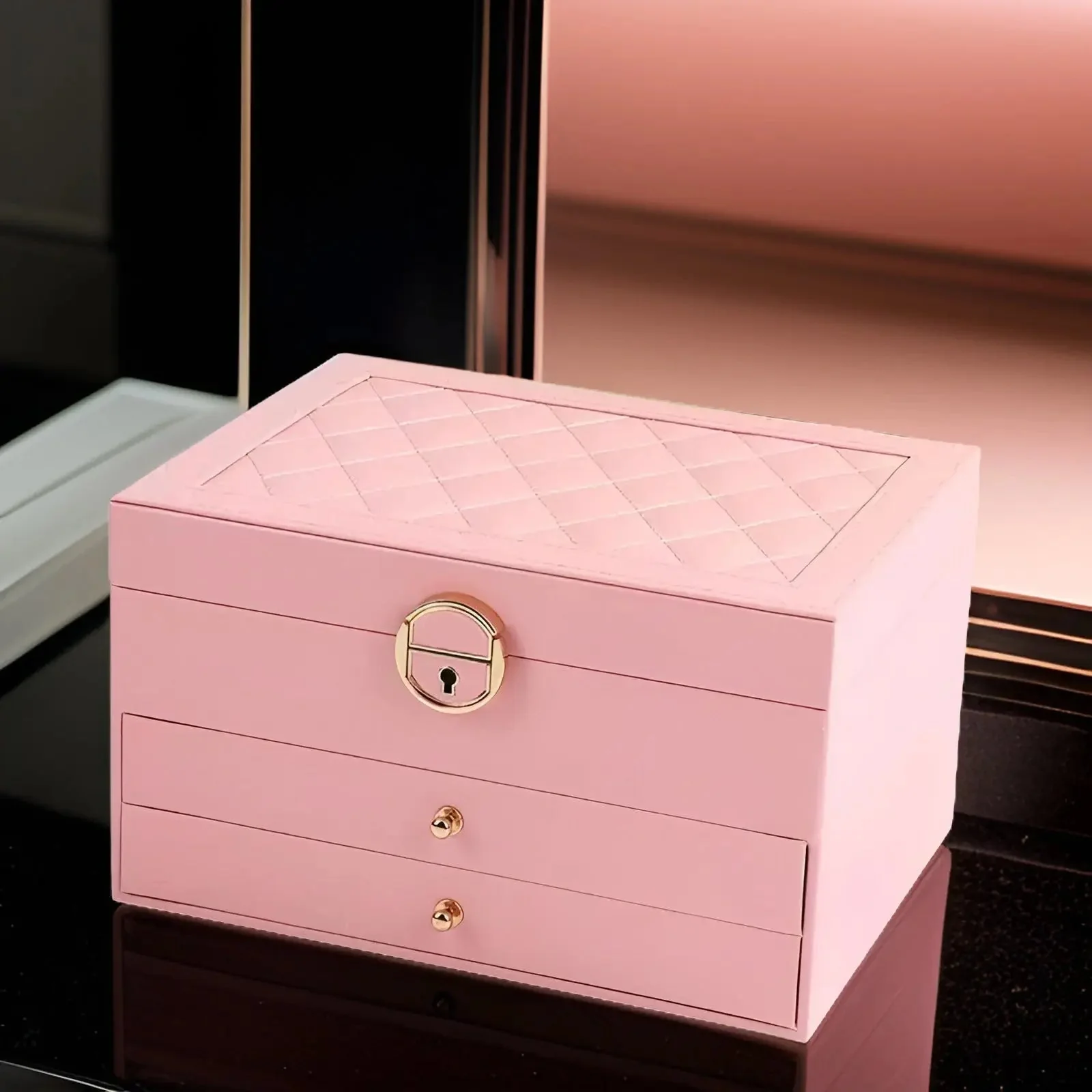 PU Leather Jewelry Box Organizer Multi Layer Jewelry Storage Case with Compartments - Image 7