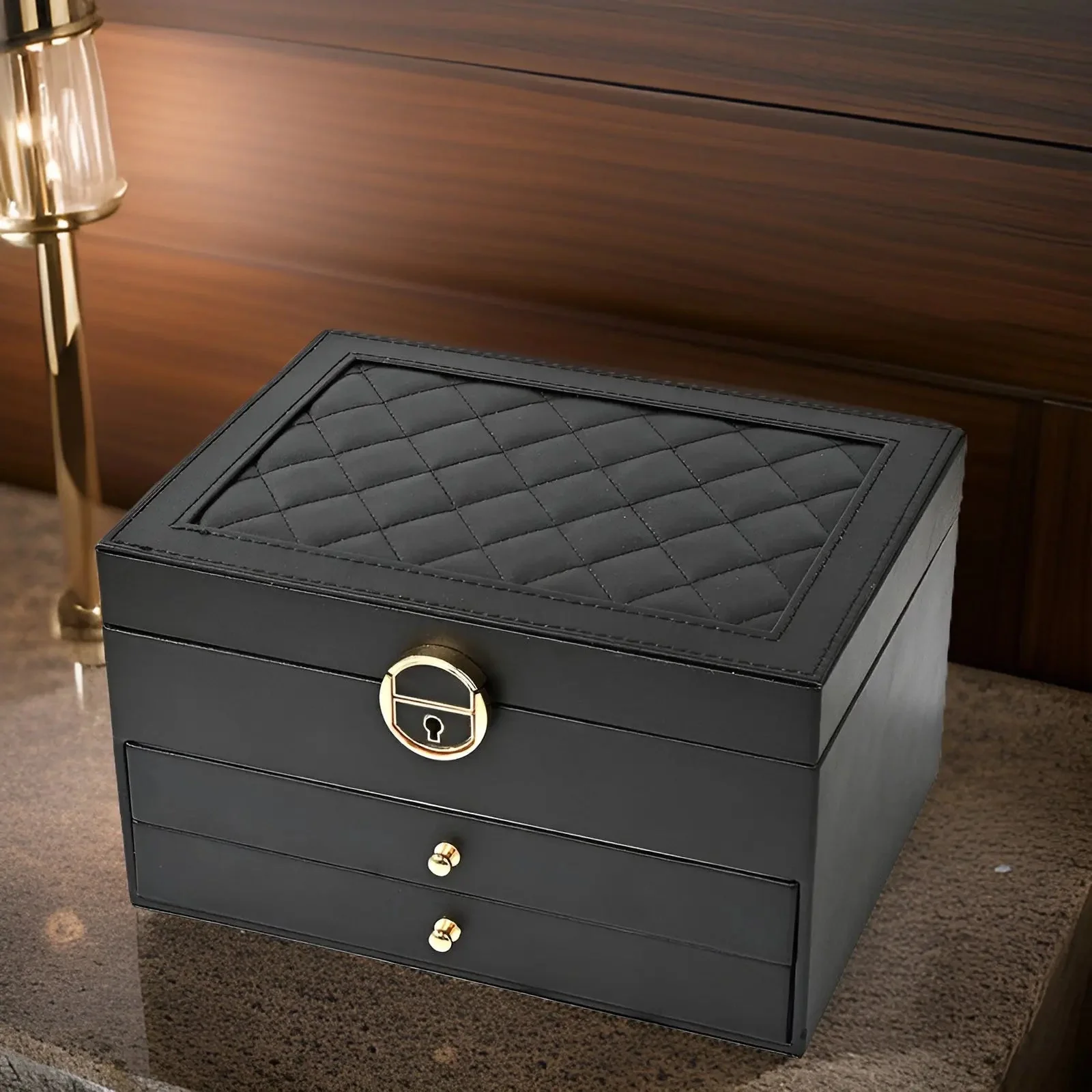 PU Leather Jewelry Box Organizer Multi Layer Jewelry Storage Case with Compartments - Image 8