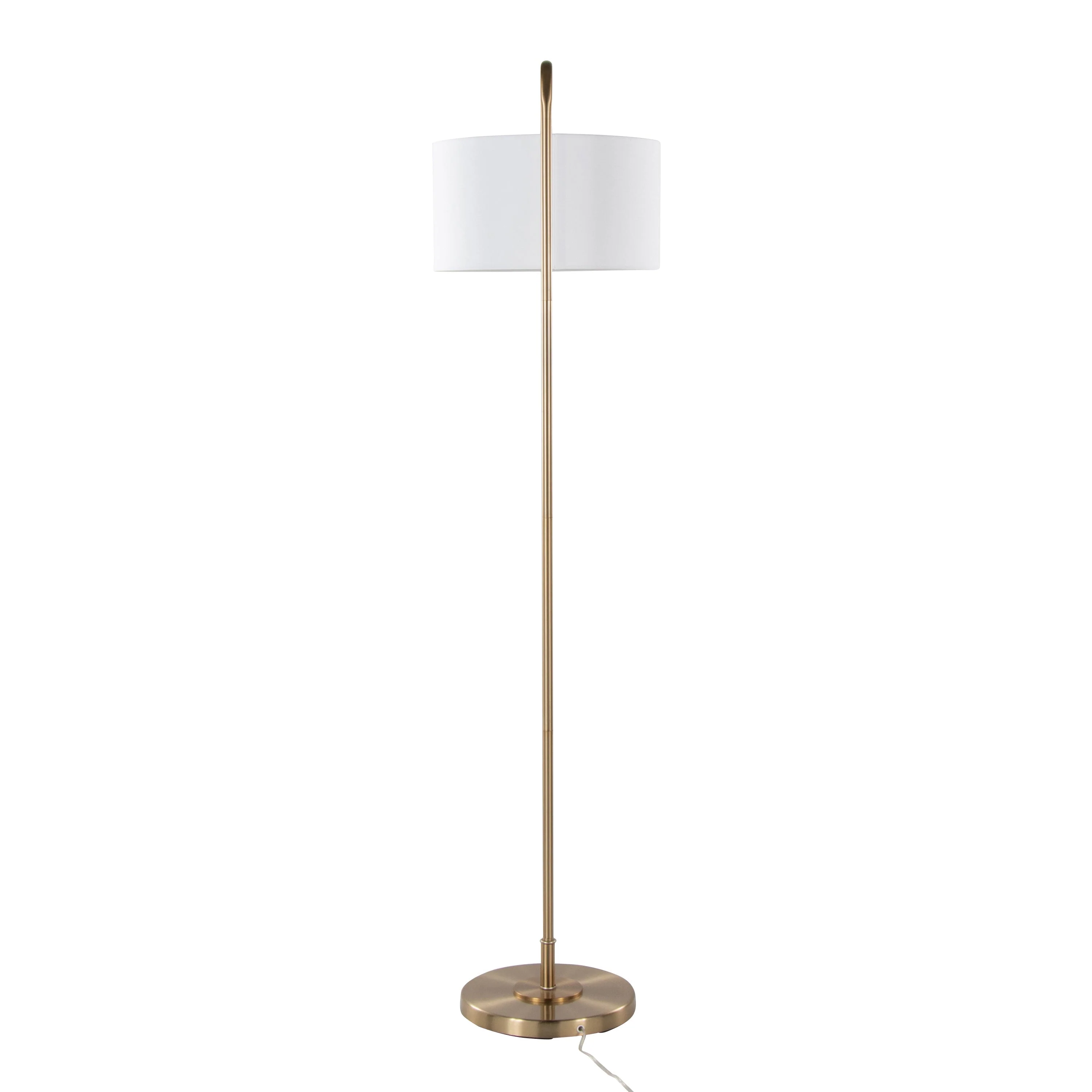 Puck 63.75' Contemporary Metal Floor Lamp in Gold with White Linen Shade - Image 5