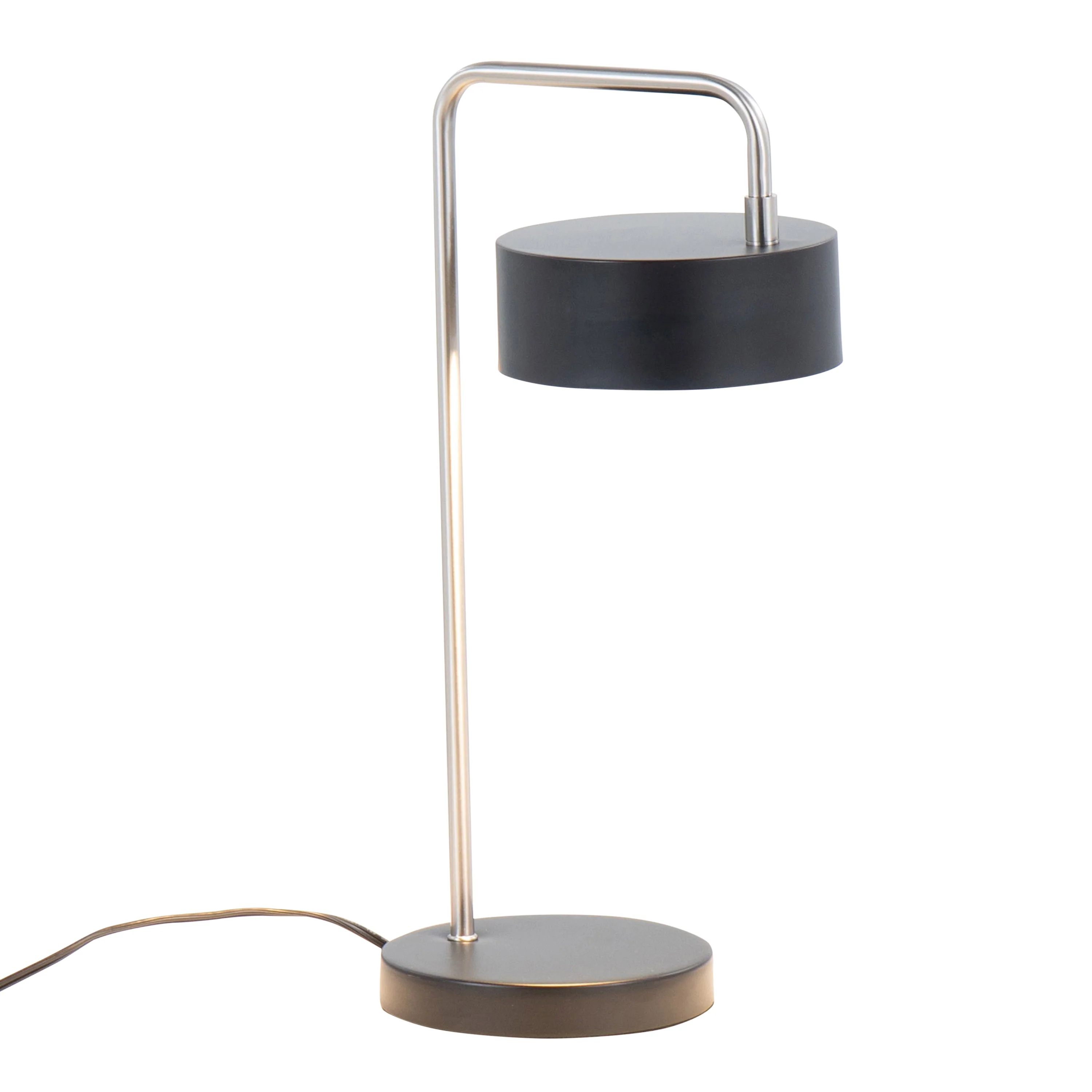 Puck Contemporary Table Lamp in Nickel and Black Metal - Image 2