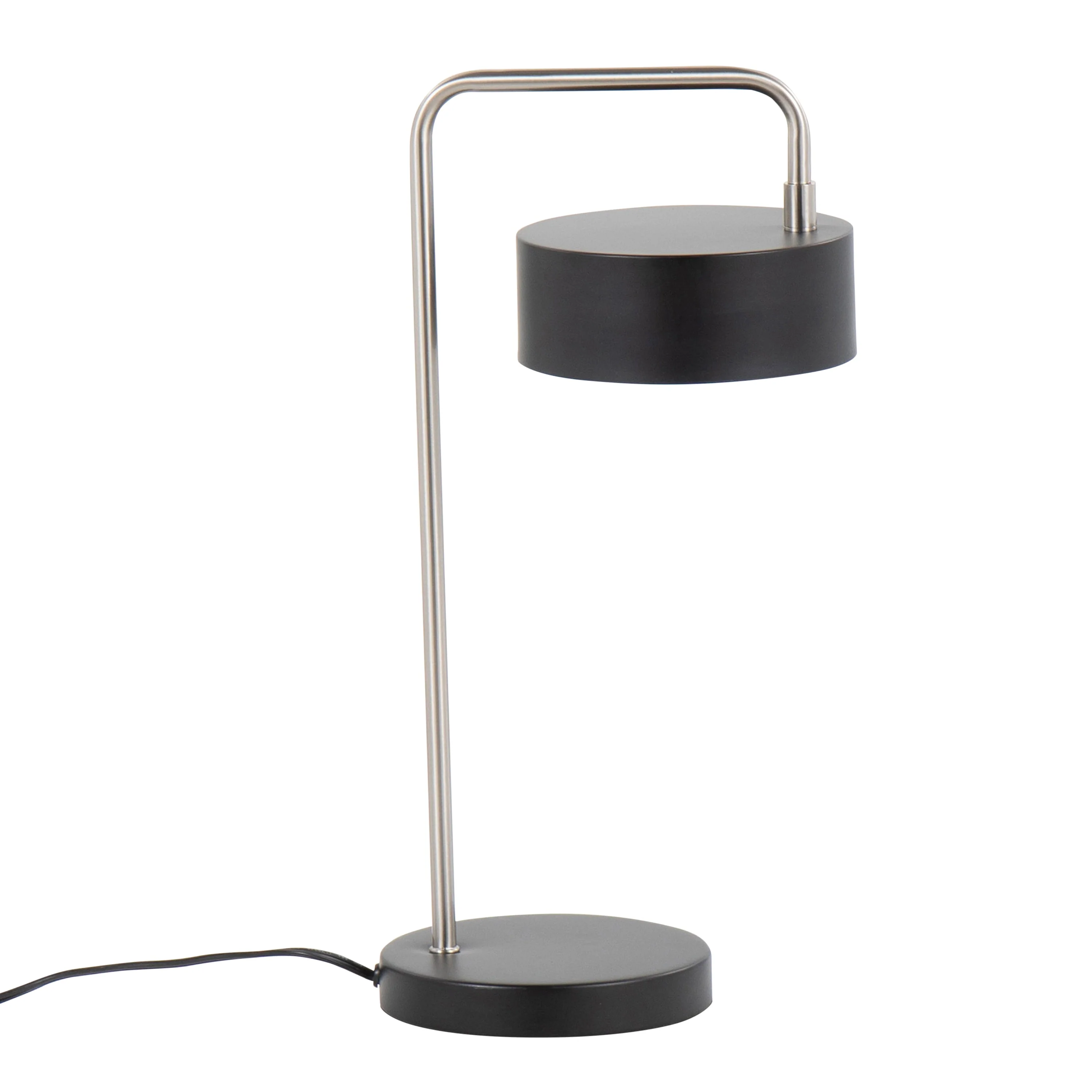 Puck Contemporary Table Lamp in Nickel and Black Metal - Image 3