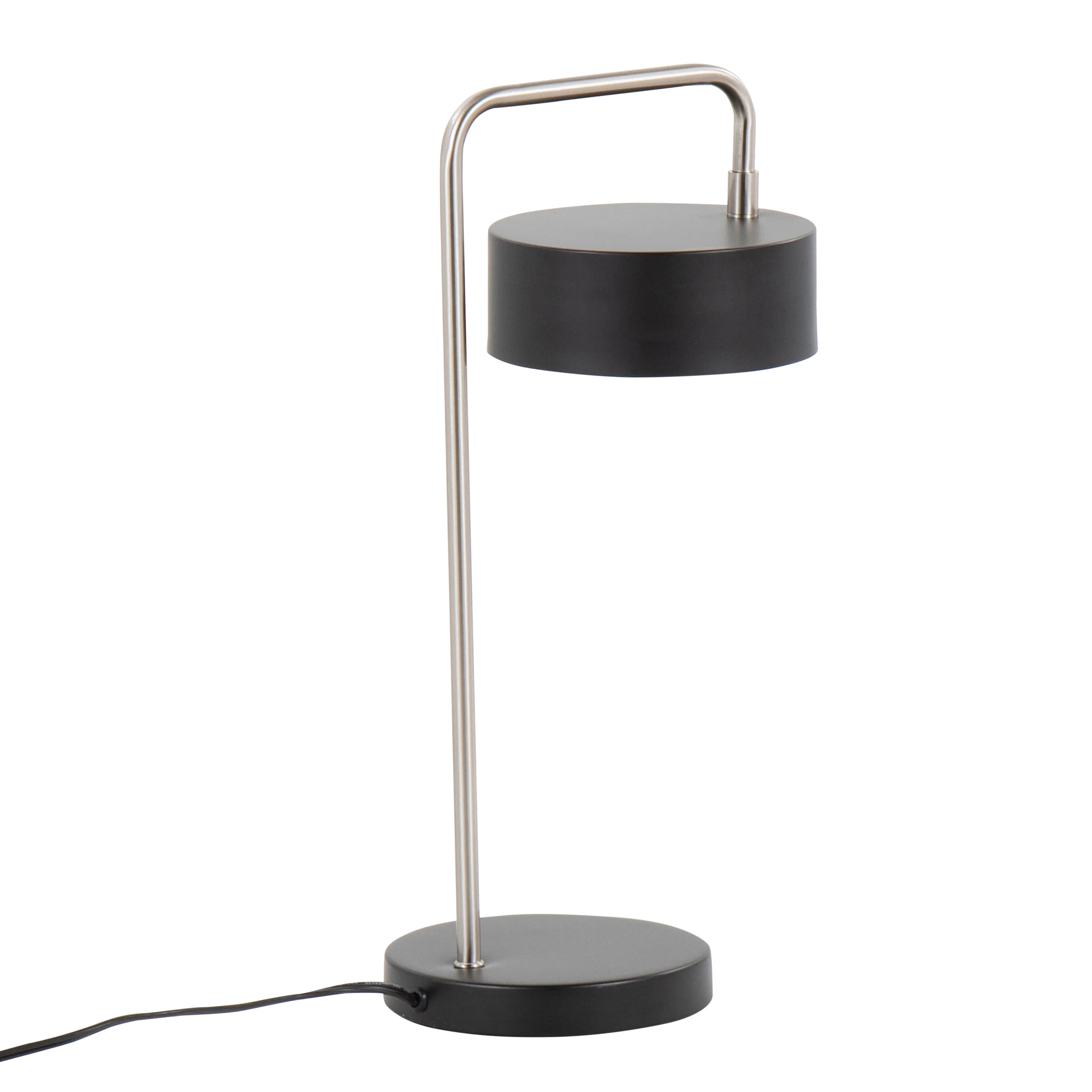 Puck Contemporary Table Lamp in Nickel and Black Metal - Image 4