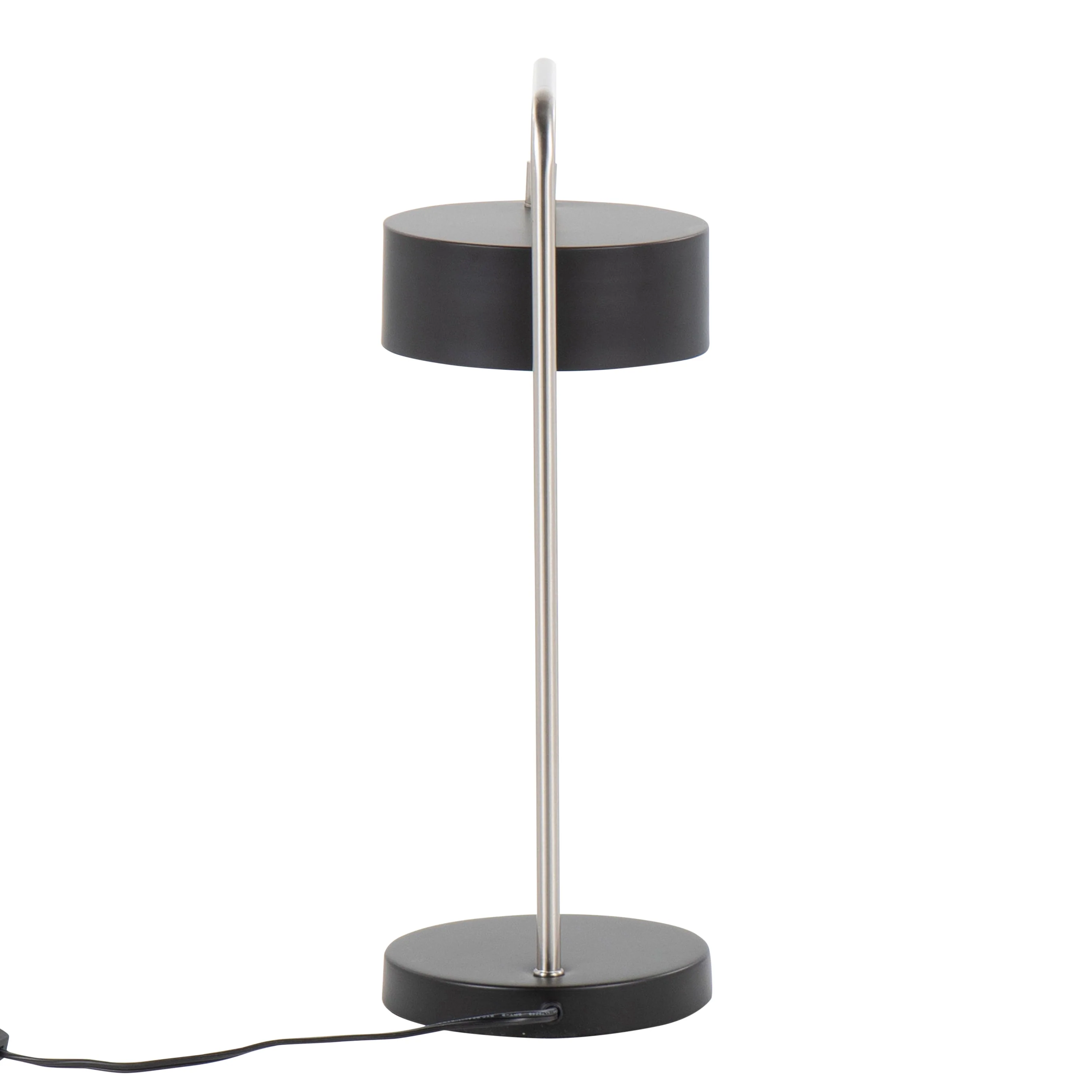 Puck Contemporary Table Lamp in Nickel and Black Metal - Image 5