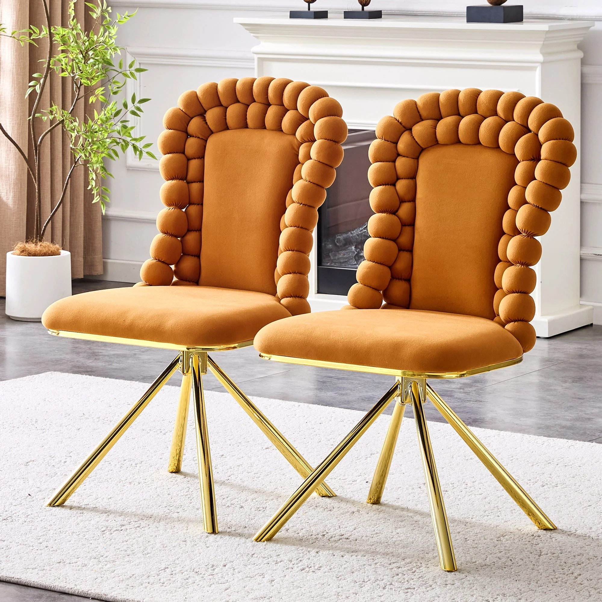 Puffy Bubble Ball Chain Chair for Dining Room & Kitchen (Set of 2) - Image 5