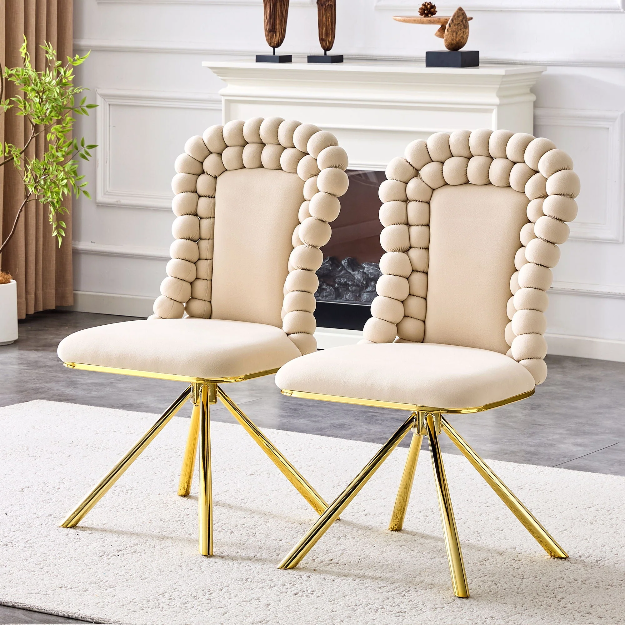 Puffy Bubble Ball Chain Chair for Dining Room & Kitchen (Set of 2) - Image 8