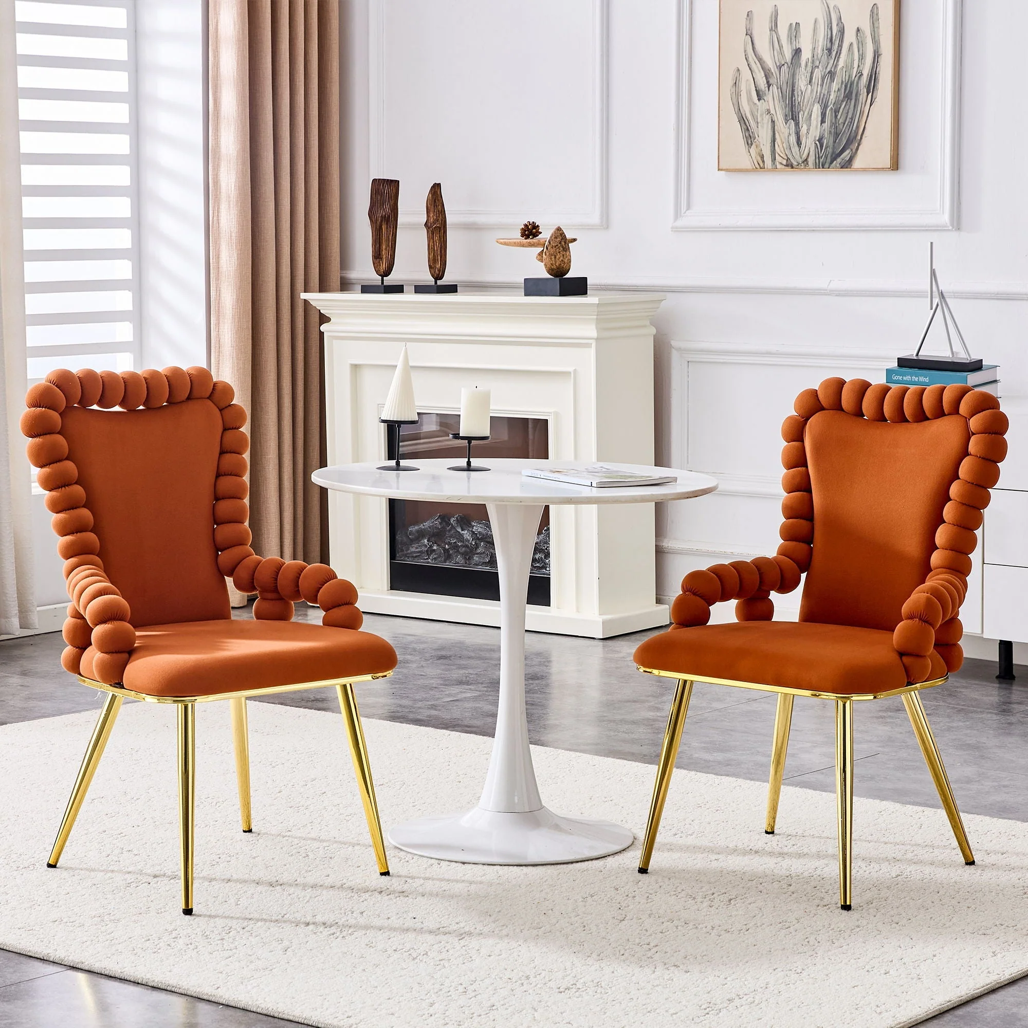 Puffy Bubble Ball Chain Chair With Armrests For Dining Room (Set of 2) - Image 4