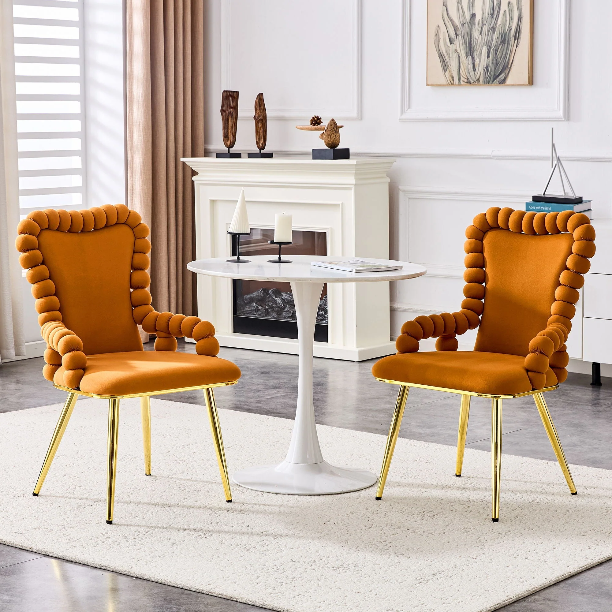 Puffy Bubble Ball Chain Chair With Armrests For Dining Room (Set of 2) - Image 5