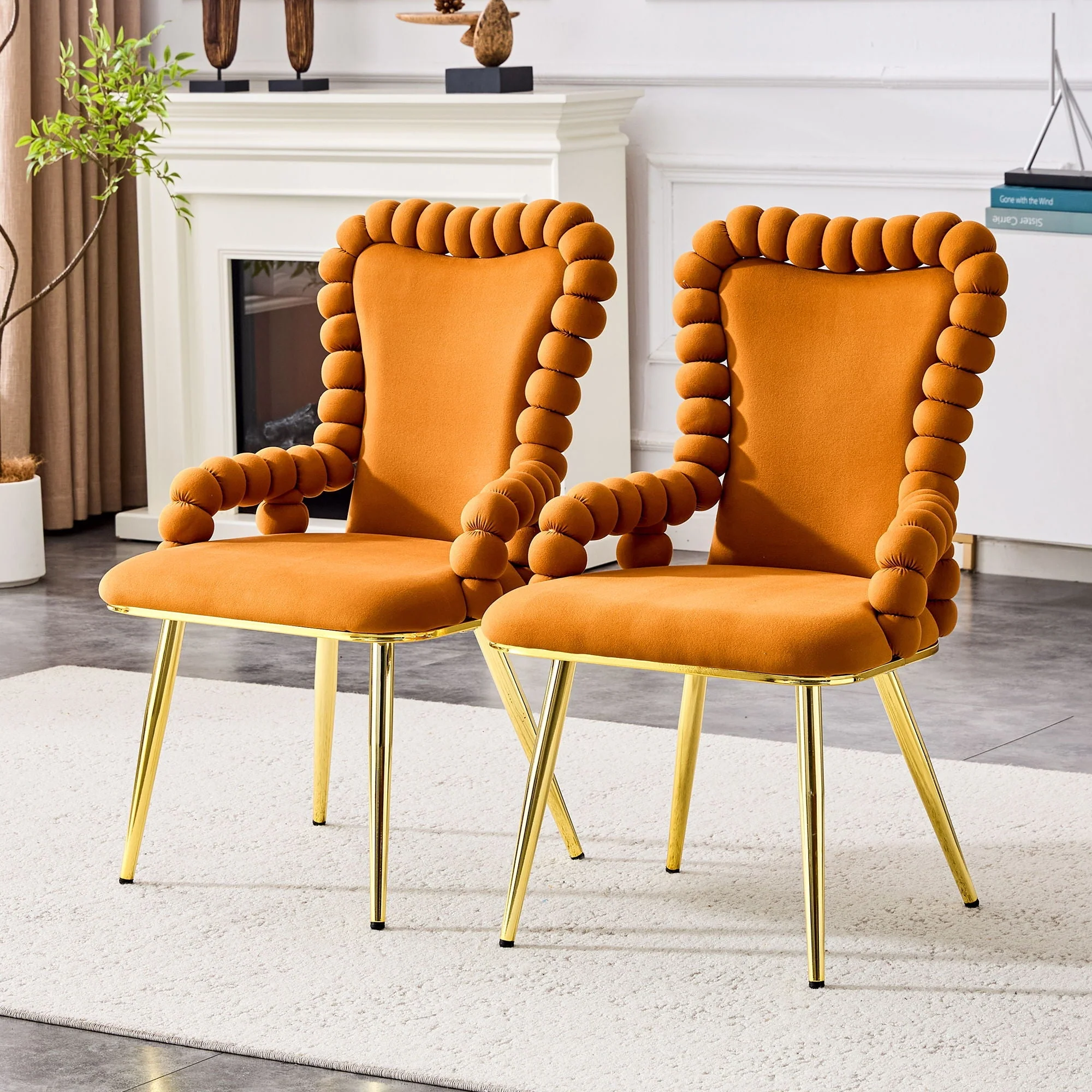 Puffy Bubble Ball Chain Chair With Armrests For Dining Room (Set of 2) - Image 6