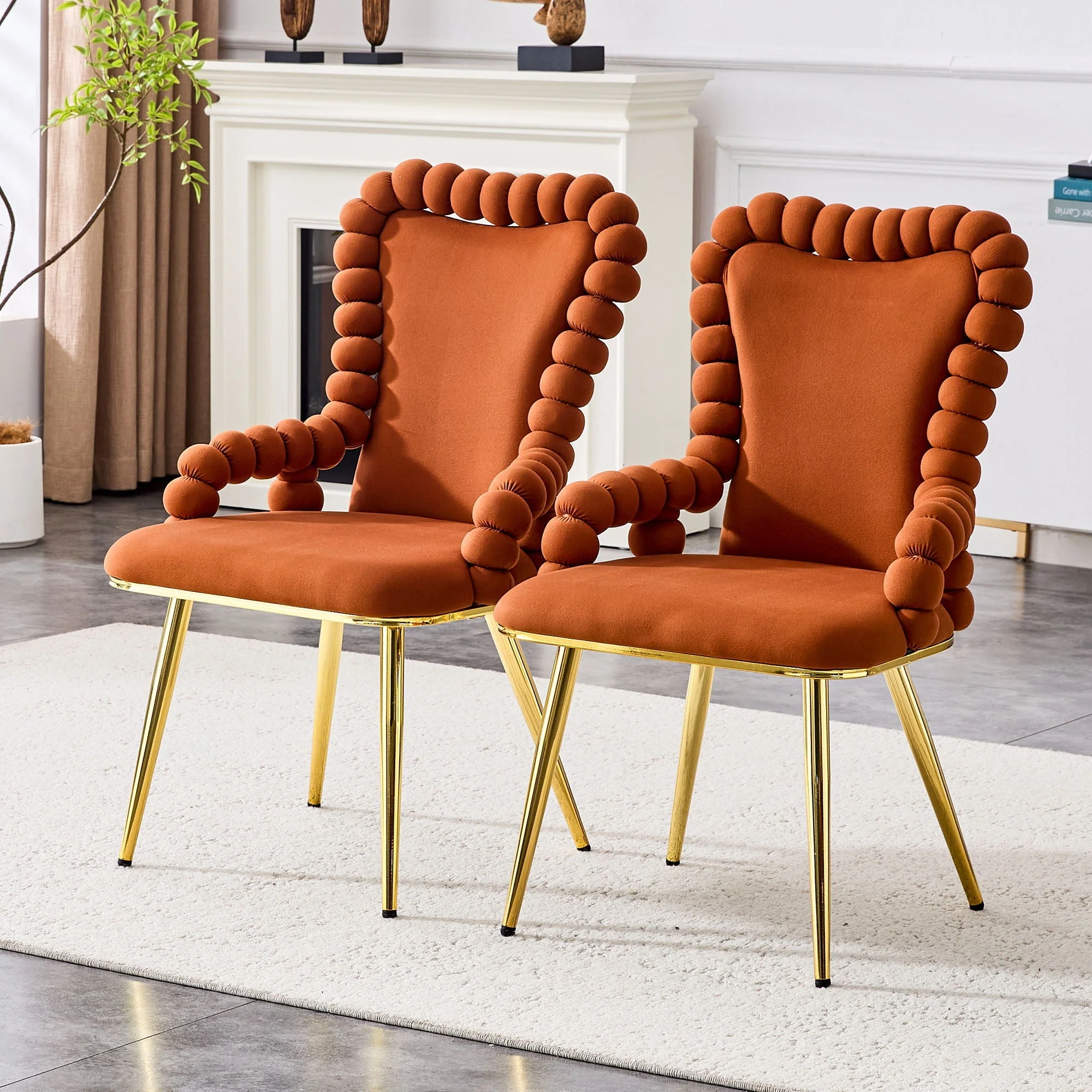 Puffy Bubble Ball Chain Chair With Armrests For Dining Room (Set of 2) - Image 8