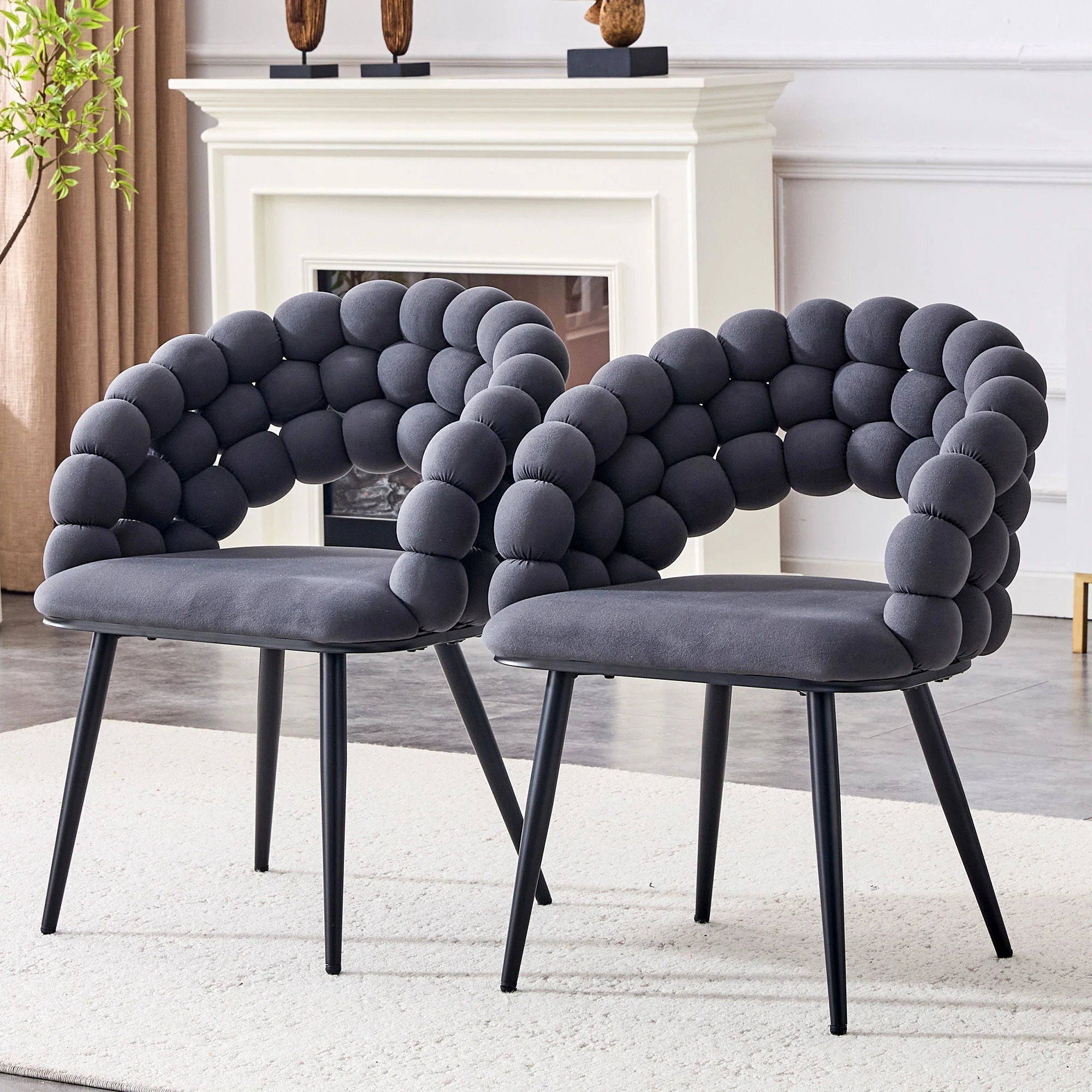 Puffy Bubble Ball Chain Chairs for Dining Room (Set of 2) - Image 12