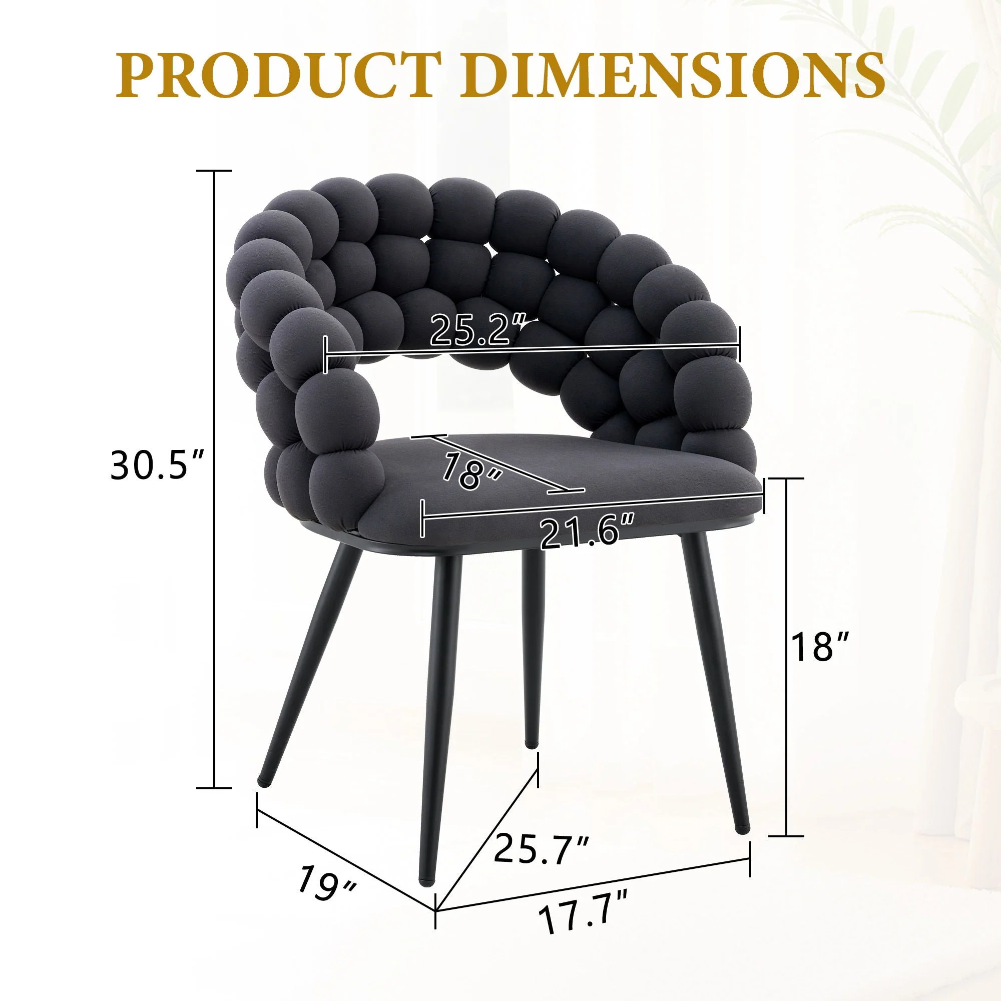 Puffy Bubble Ball Chain Chairs for Dining Room (Set of 2) - Image 4
