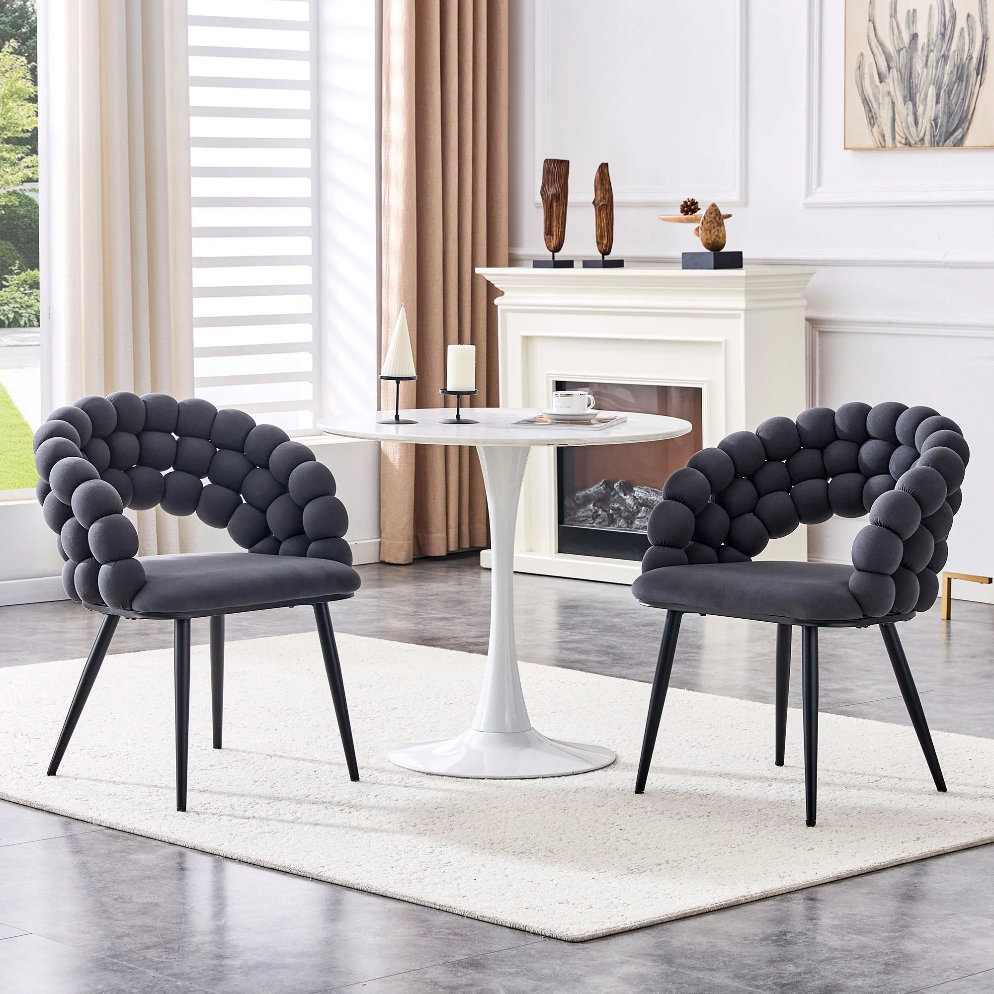 Puffy Bubble Ball Chain Chairs for Dining Room (Set of 2) - Image 8