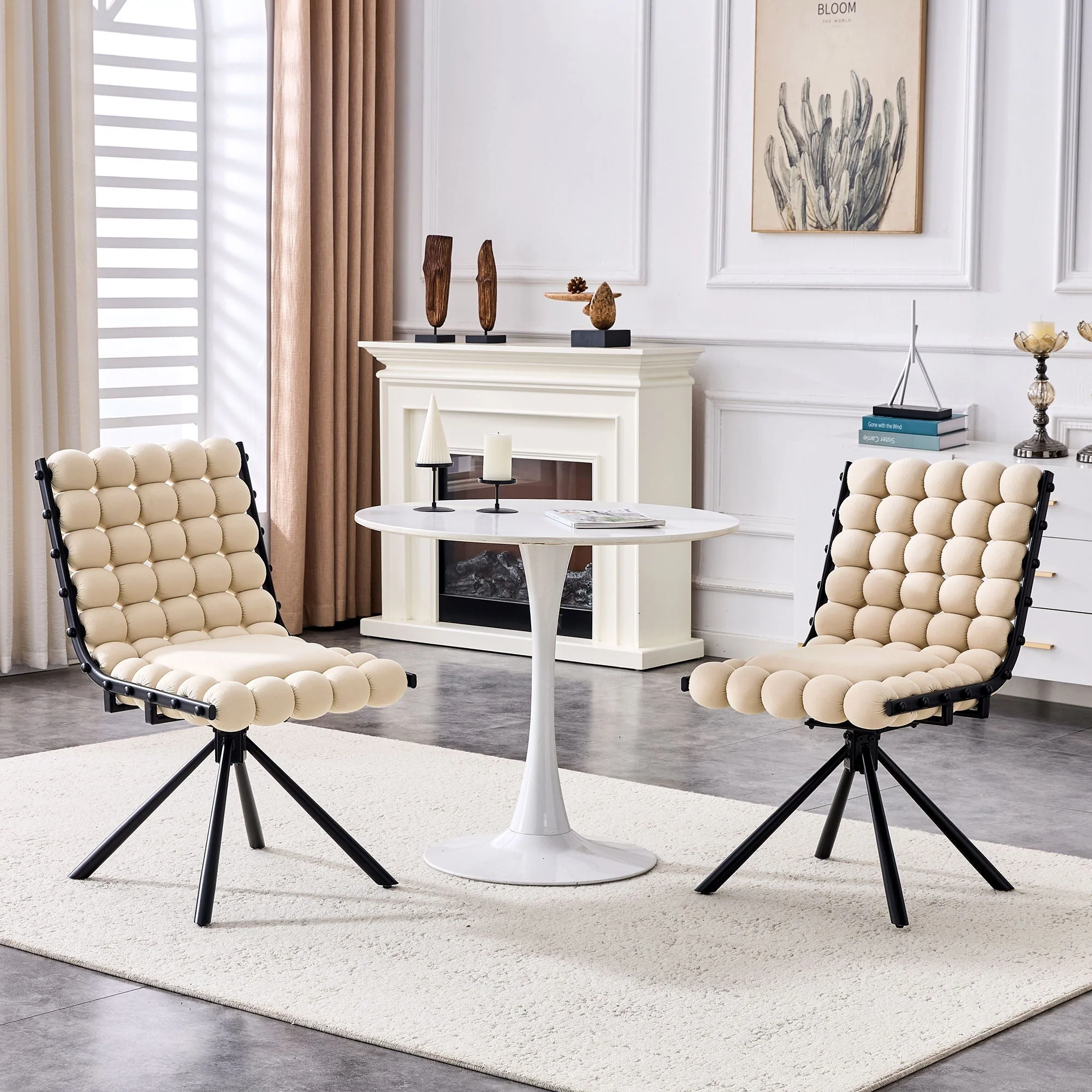 Puffy Bubble Ball Chain Dining Chairs For Dining Room (Set of 2) - Image 5