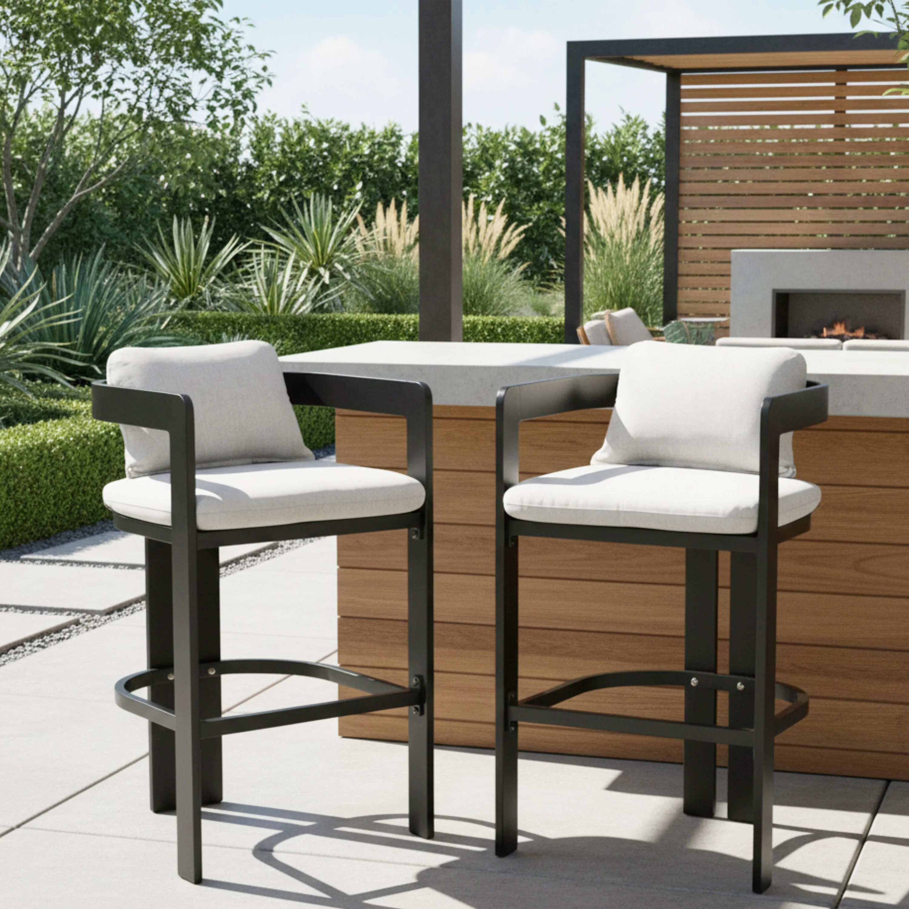 Pula Outdoor Patio Aluminum Counter Stool Set of 2 - Image 3