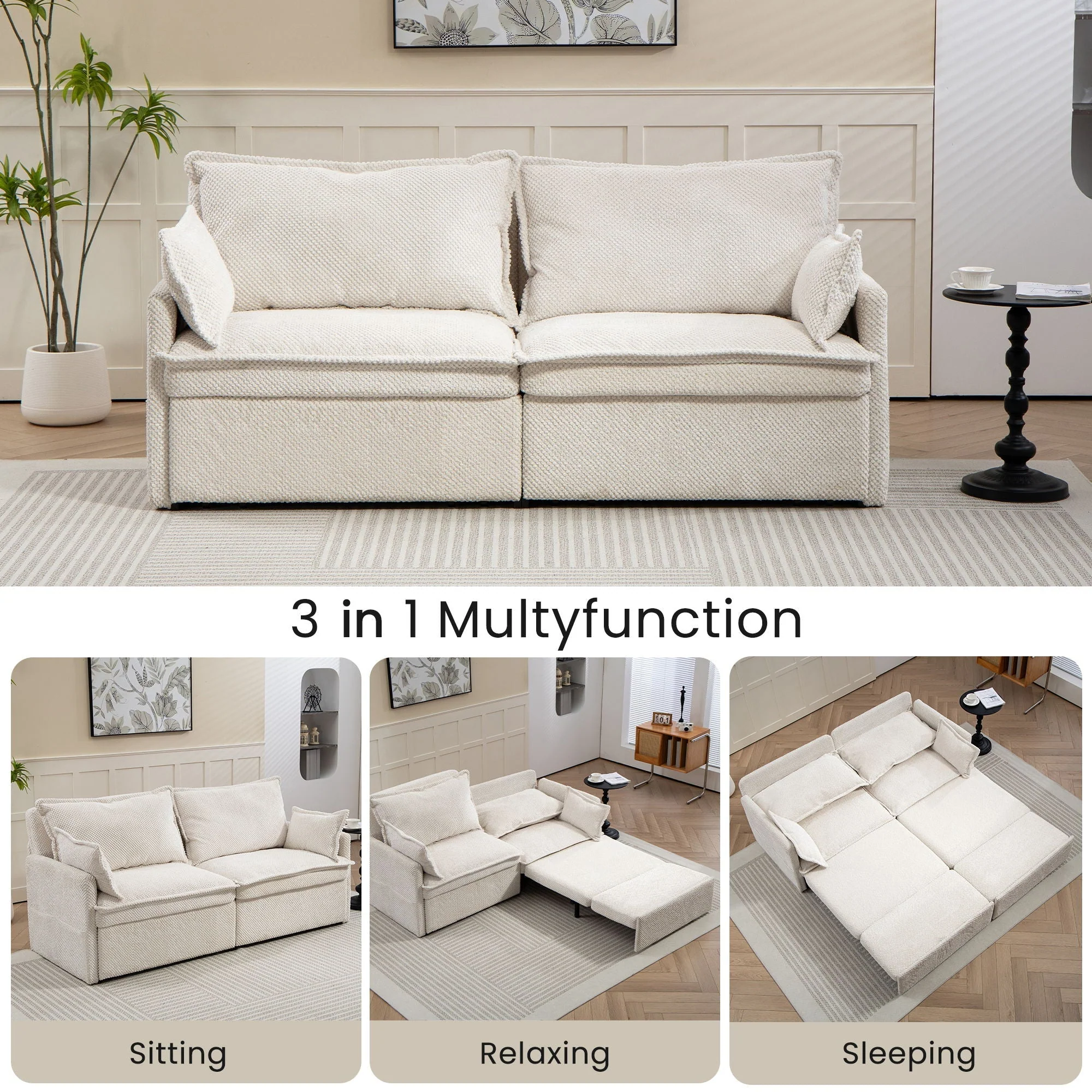 Pull Out Sofa Bed, Convertible Sleeper Sofa Couch, Side Storage, And USB / C - Type Charging Ports Chair - Image 10