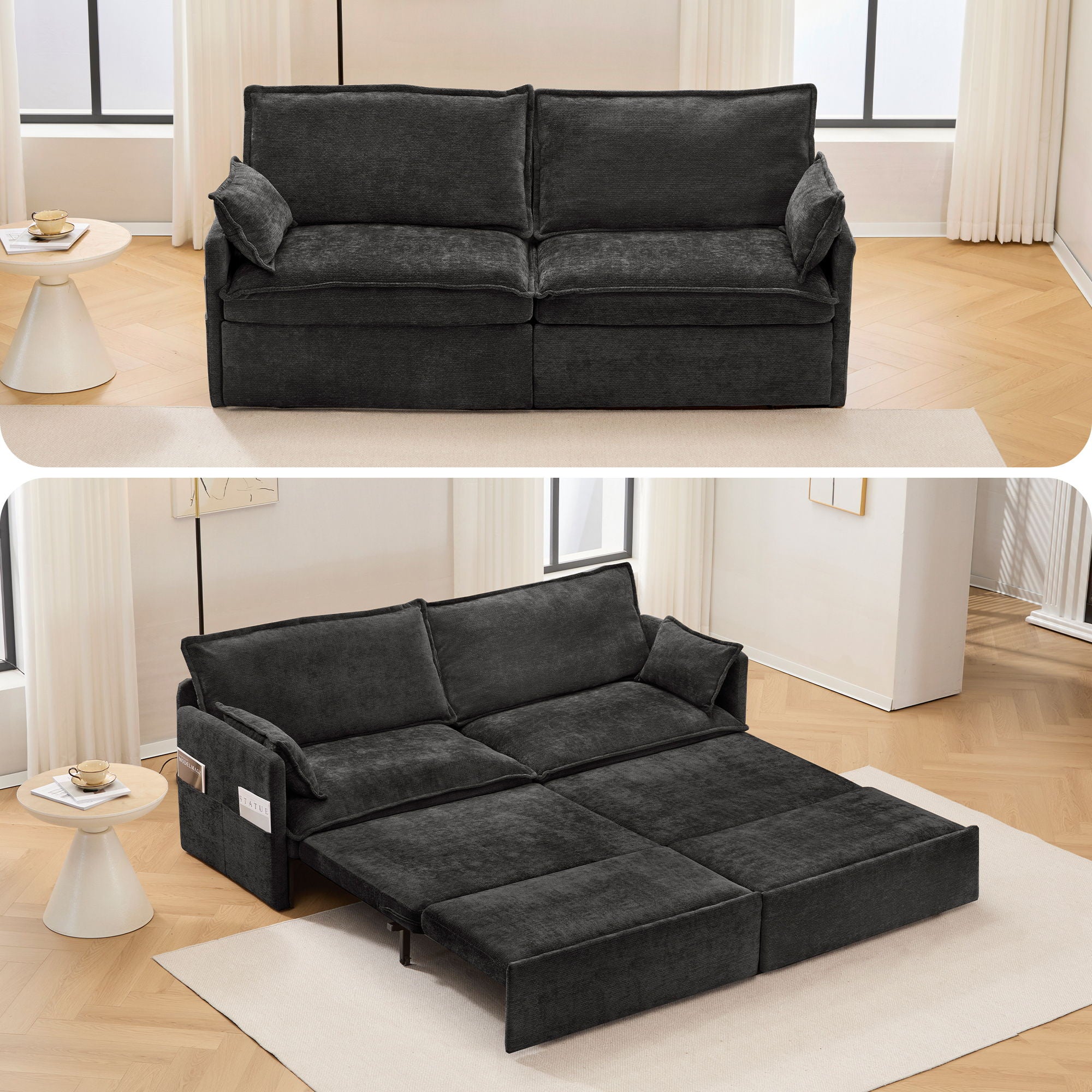 Pull Out Sofa Bed, Convertible Sleeper Sofa Couch, Side Storage, And USB / C - Type Charging Ports Chair - Image 16