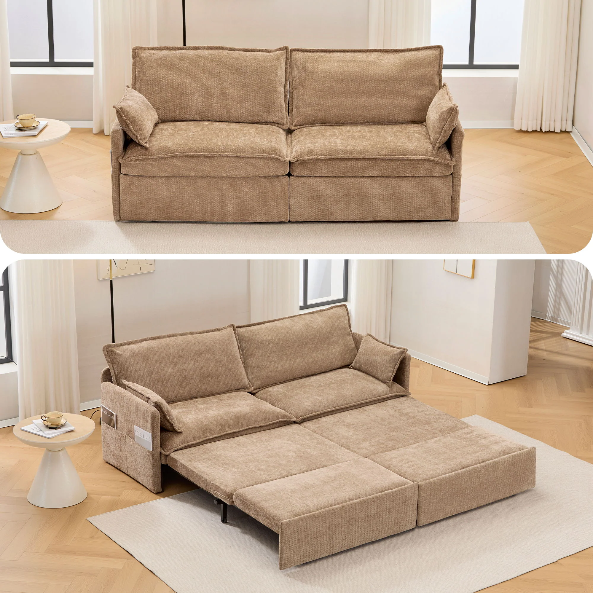 Pull Out Sofa Bed, Convertible Sleeper Sofa Couch, Side Storage, And USB / C - Type Charging Ports Chair - Image 9