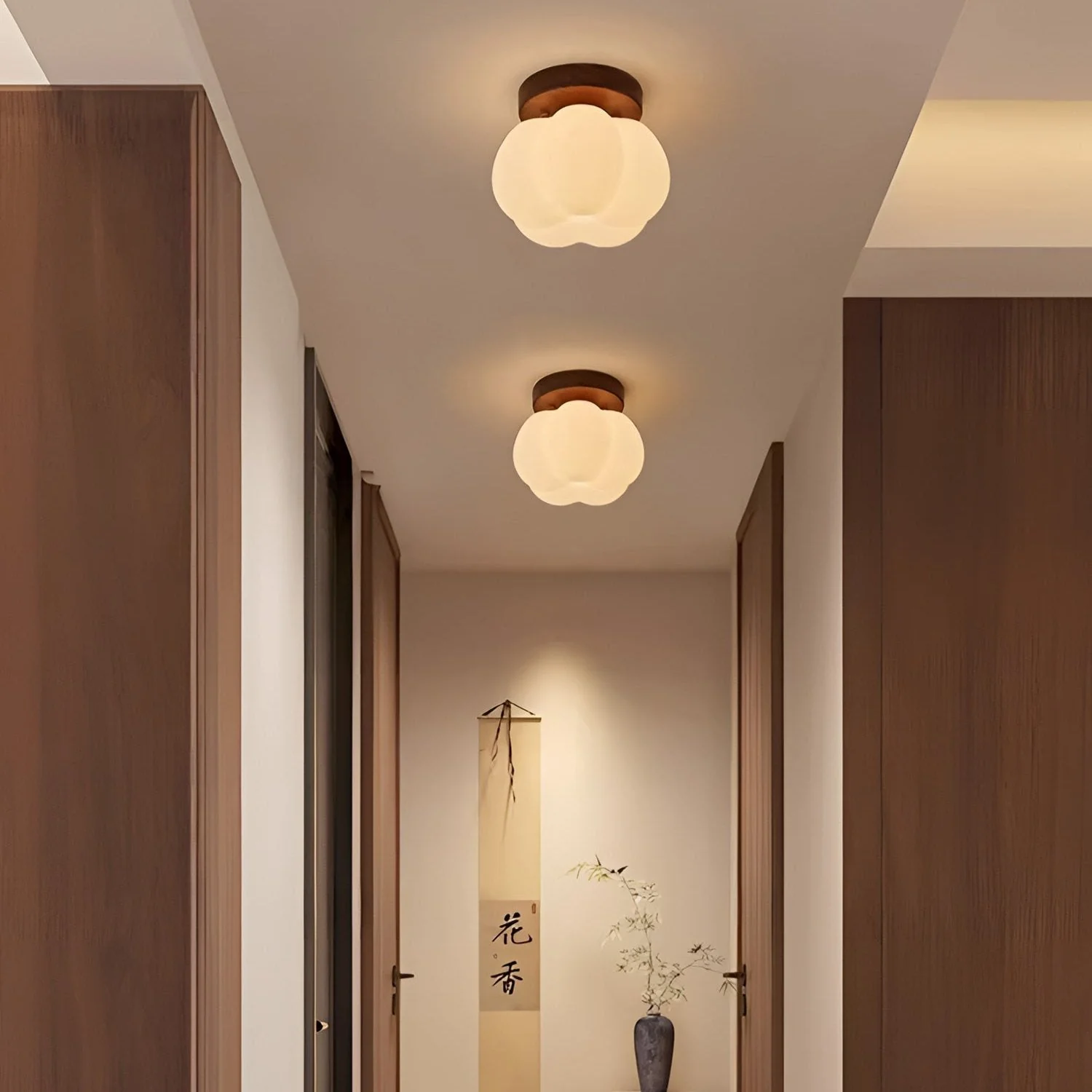 Pumpkin Flush Mount Ceiling Light Modern Round LED Ceiling Lamp - Image 6