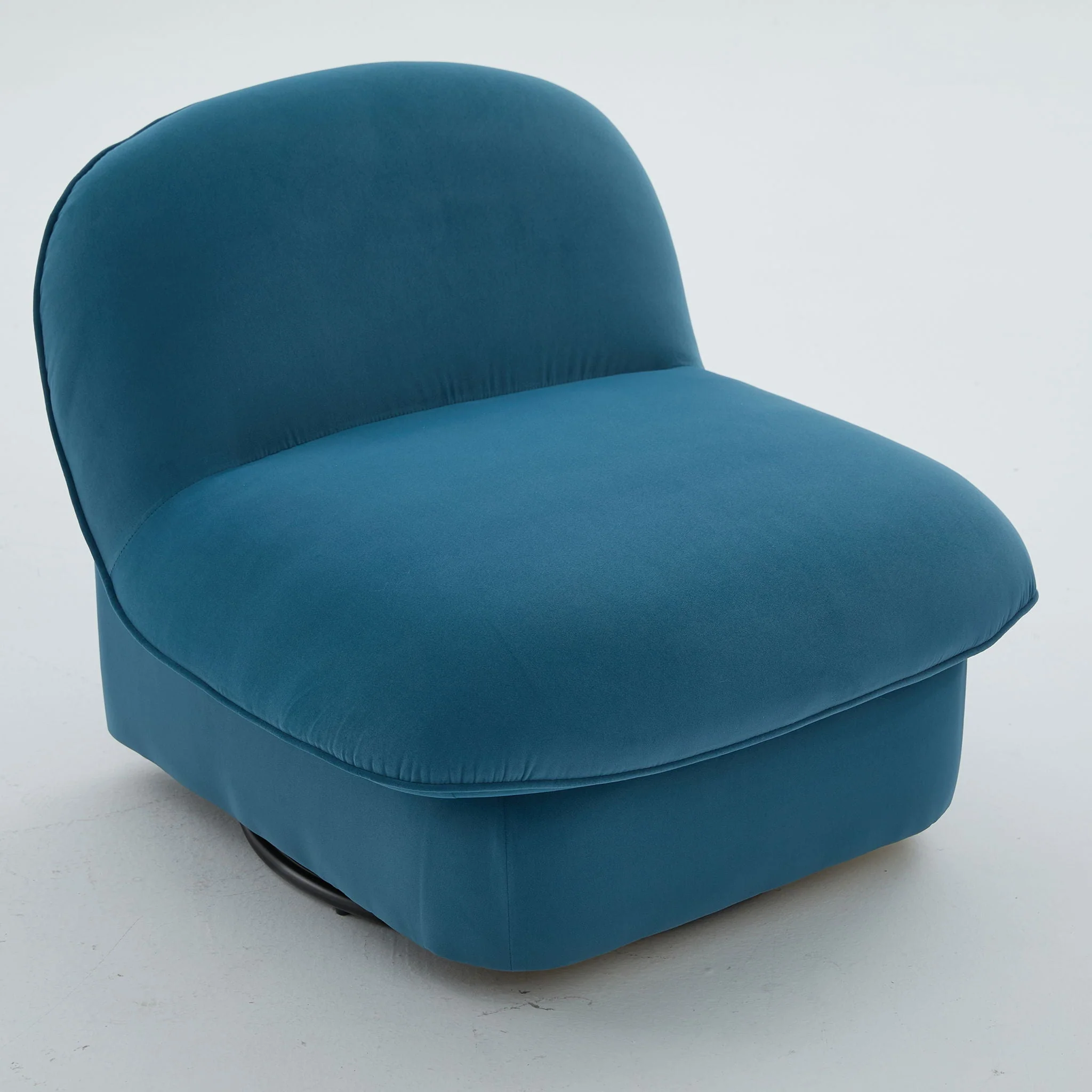 Pumpkin Shaped Swivel Accent Chair, 360 Degree Rotation For Living Room - Image 3