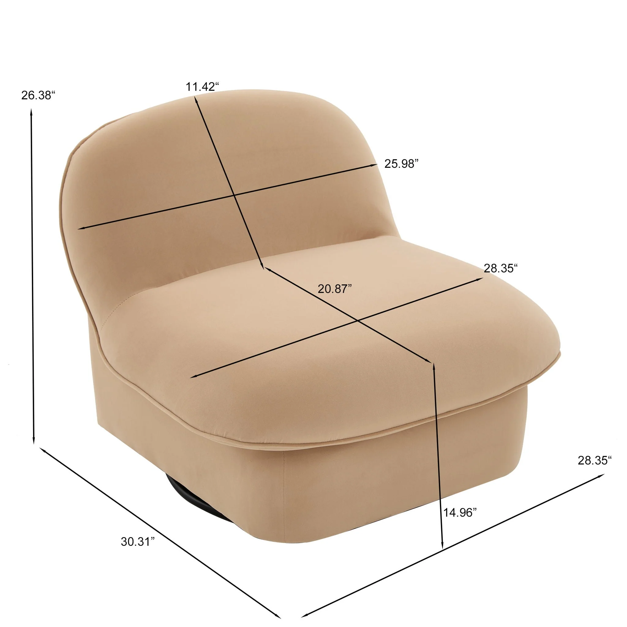 Pumpkin Shaped Swivel Accent Chair, 360 Degree Rotation For Living Room - Image 5