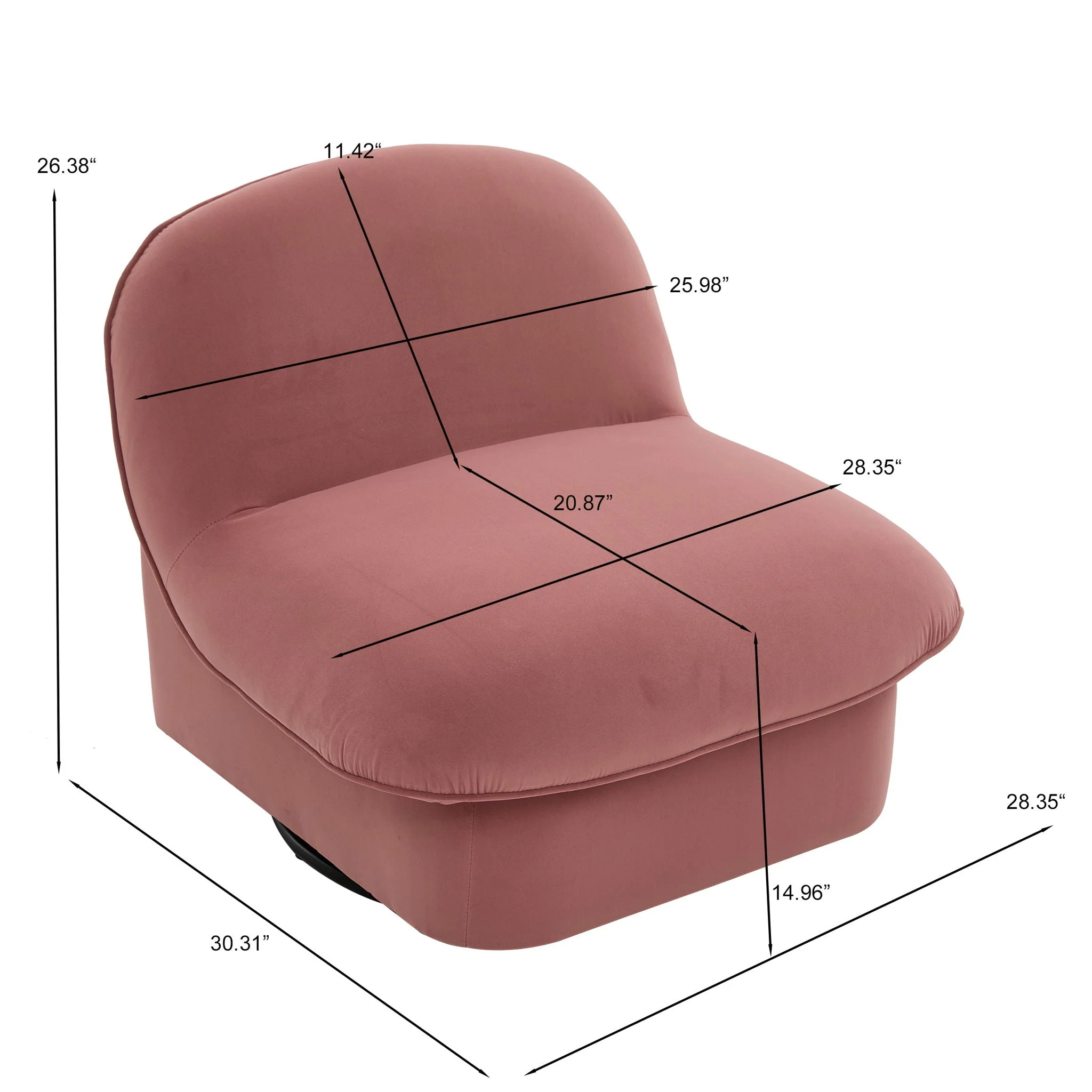 Pumpkin Shaped Swivel Accent Chair, 360 Degree Rotation For Living Room - Image 8