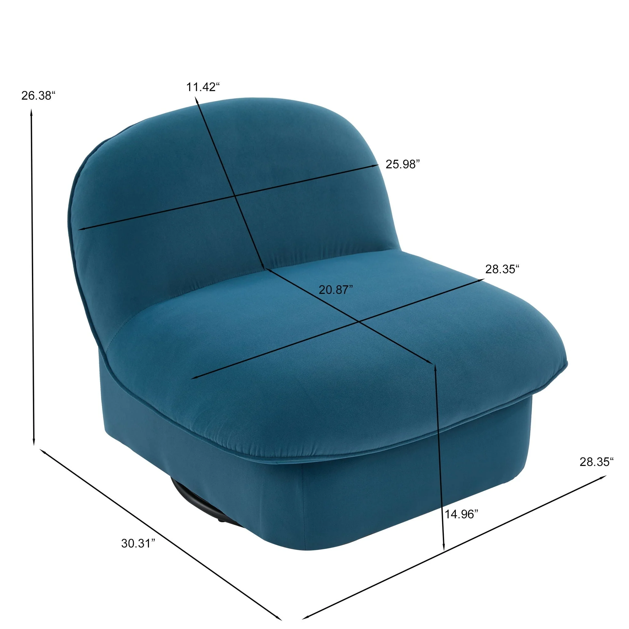 Pumpkin Shaped Swivel Accent Chair, 360 Degree Rotation For Living Room - Image 9