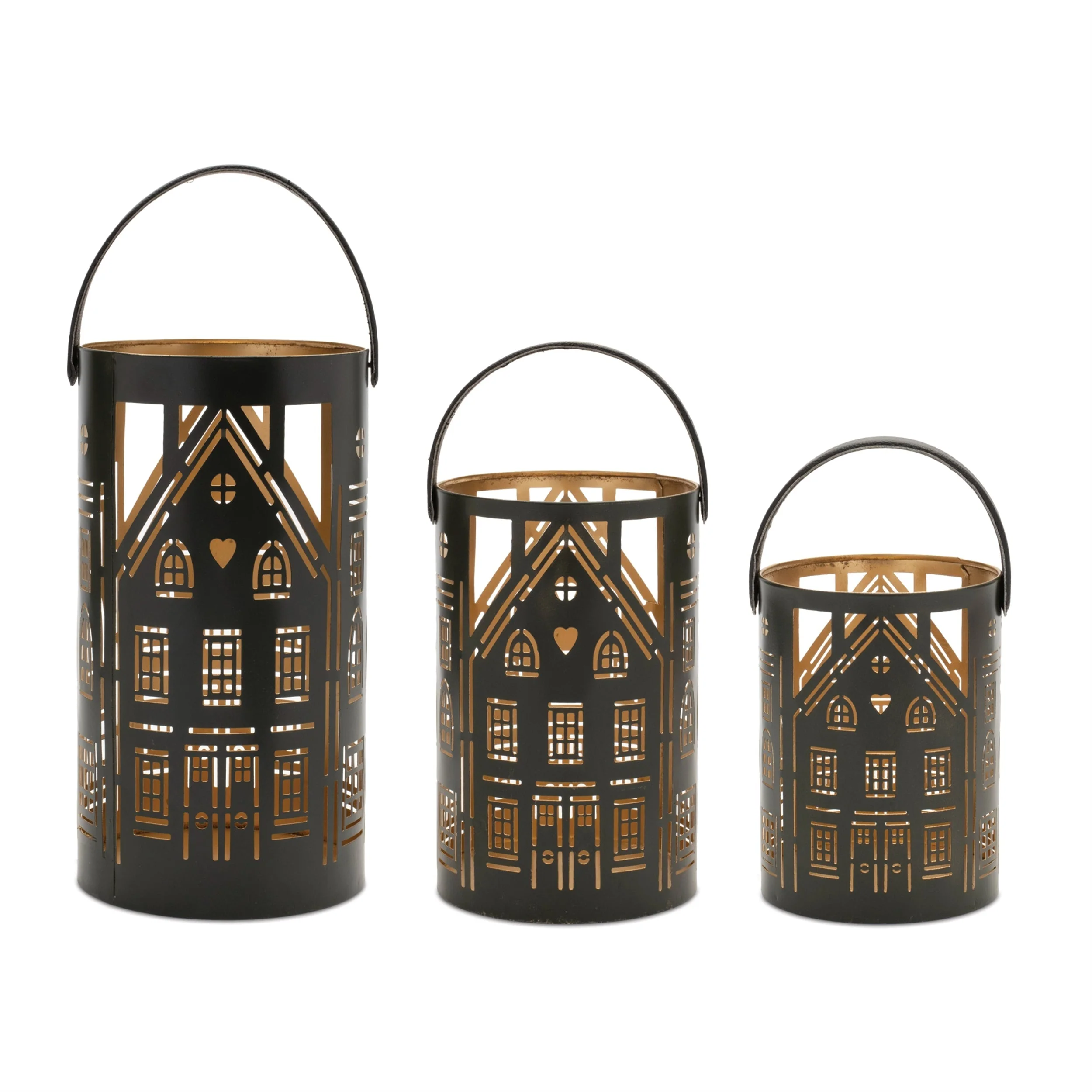 Punched Metal House Lantern Set of 3 - Image 5