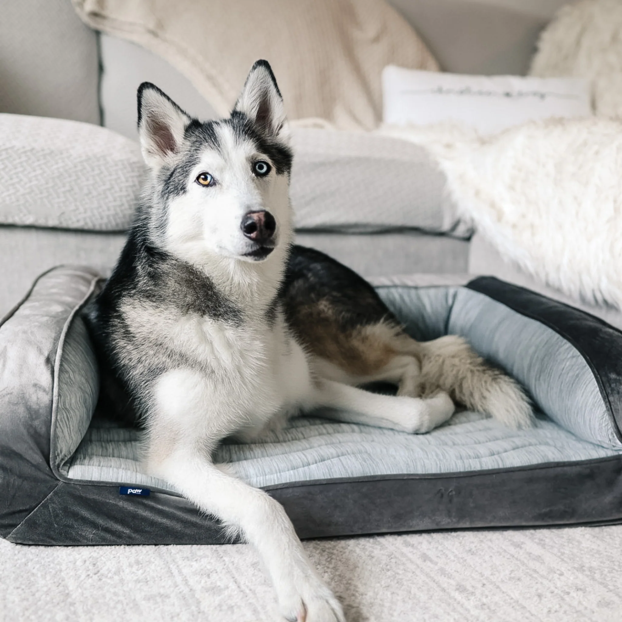 PupChill™ Cooling Bolster Dog Bed + Waterproof Blanket Bundle - Arctic Grey - Image 19